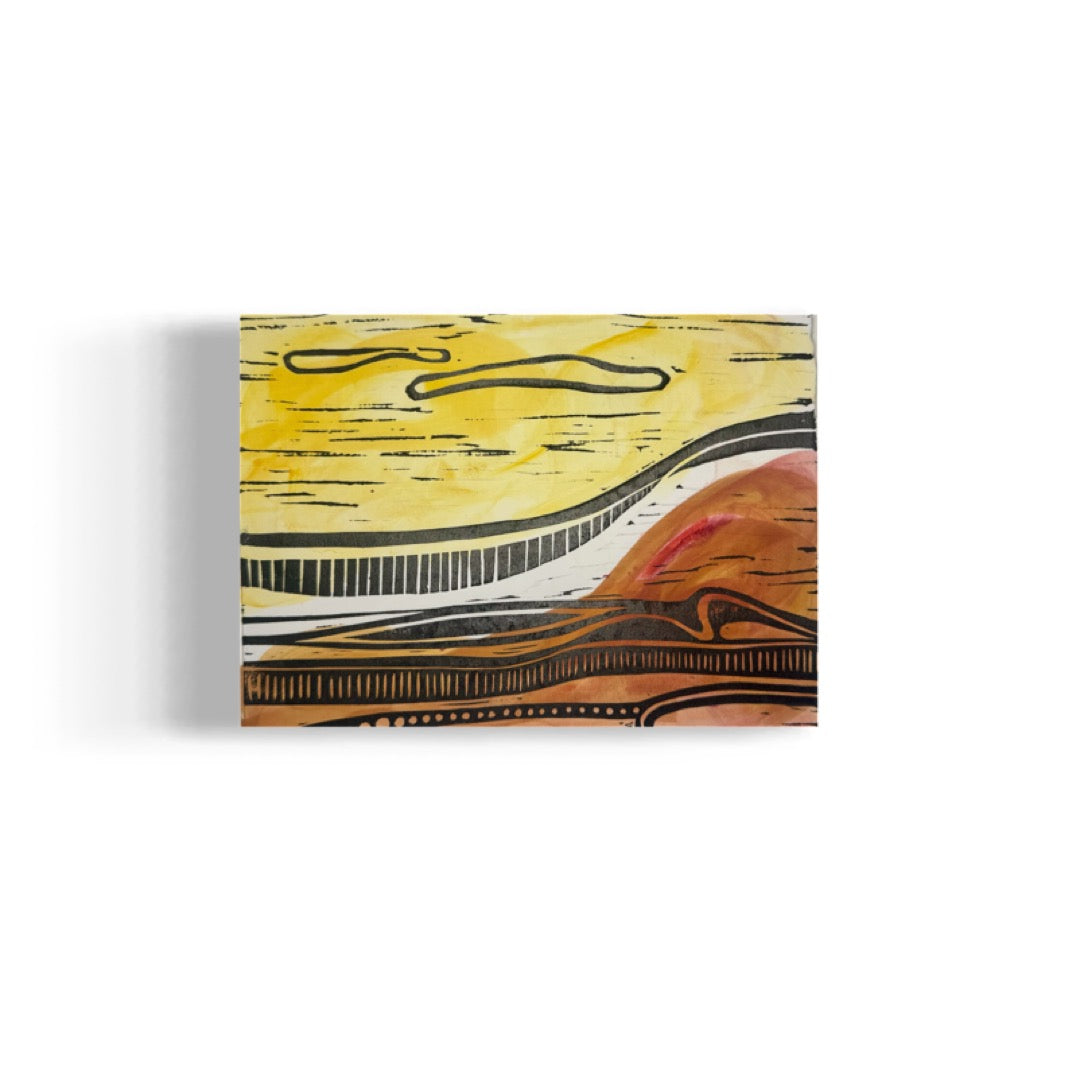 Kalapaki Beach Edition Variable of 15 with Watercolor - Original Linocut Print with Black Ink on Paper
