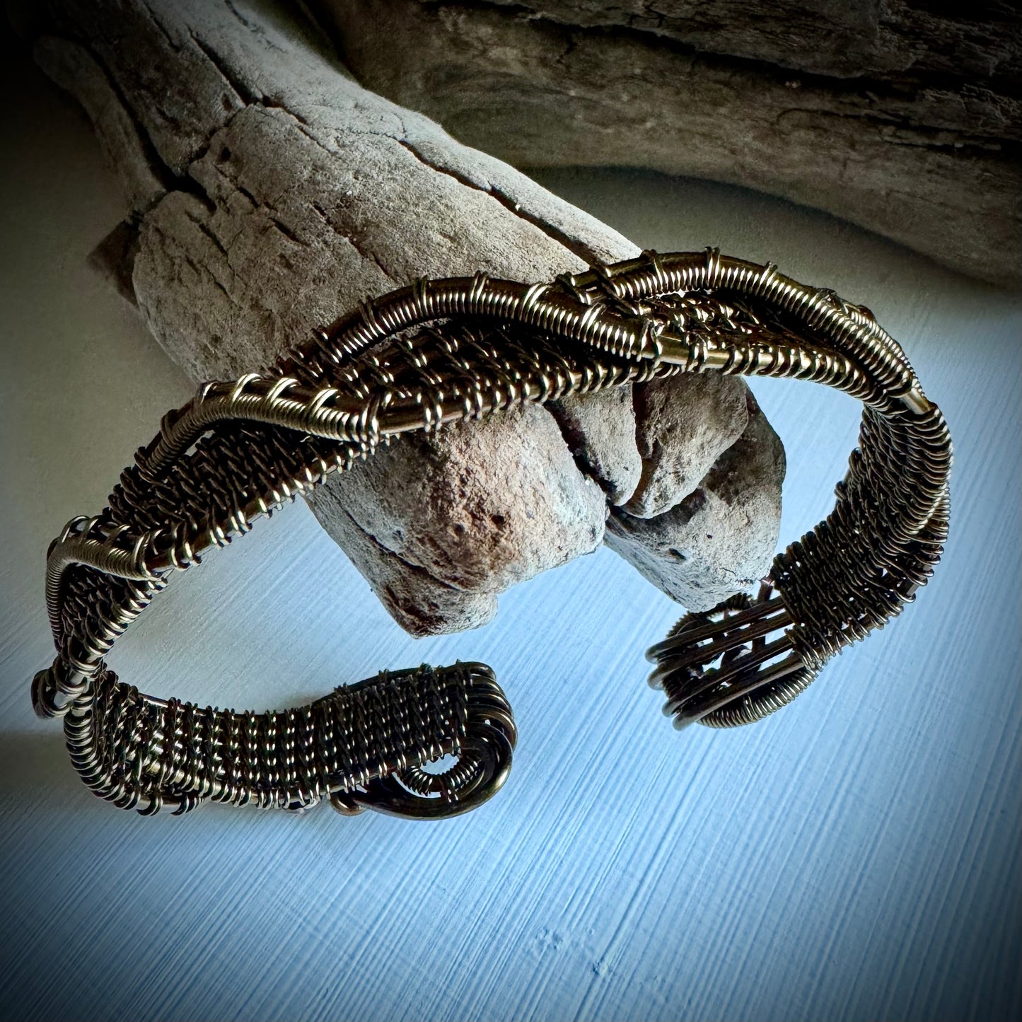 Antique Bronze Wire Wrapped Twisting Cuff Made to Order