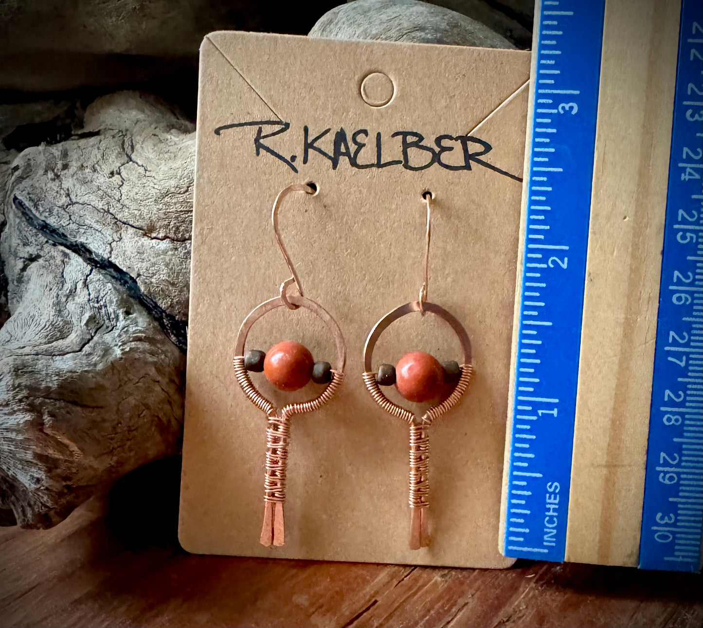 Jasper and Copper Lollipop Dangle Earrings