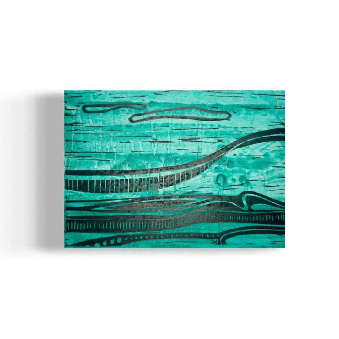 Kalapaki Beach Edition Variable of 10 with Acrylic - Original Linocut Print with Black Ink on Paper