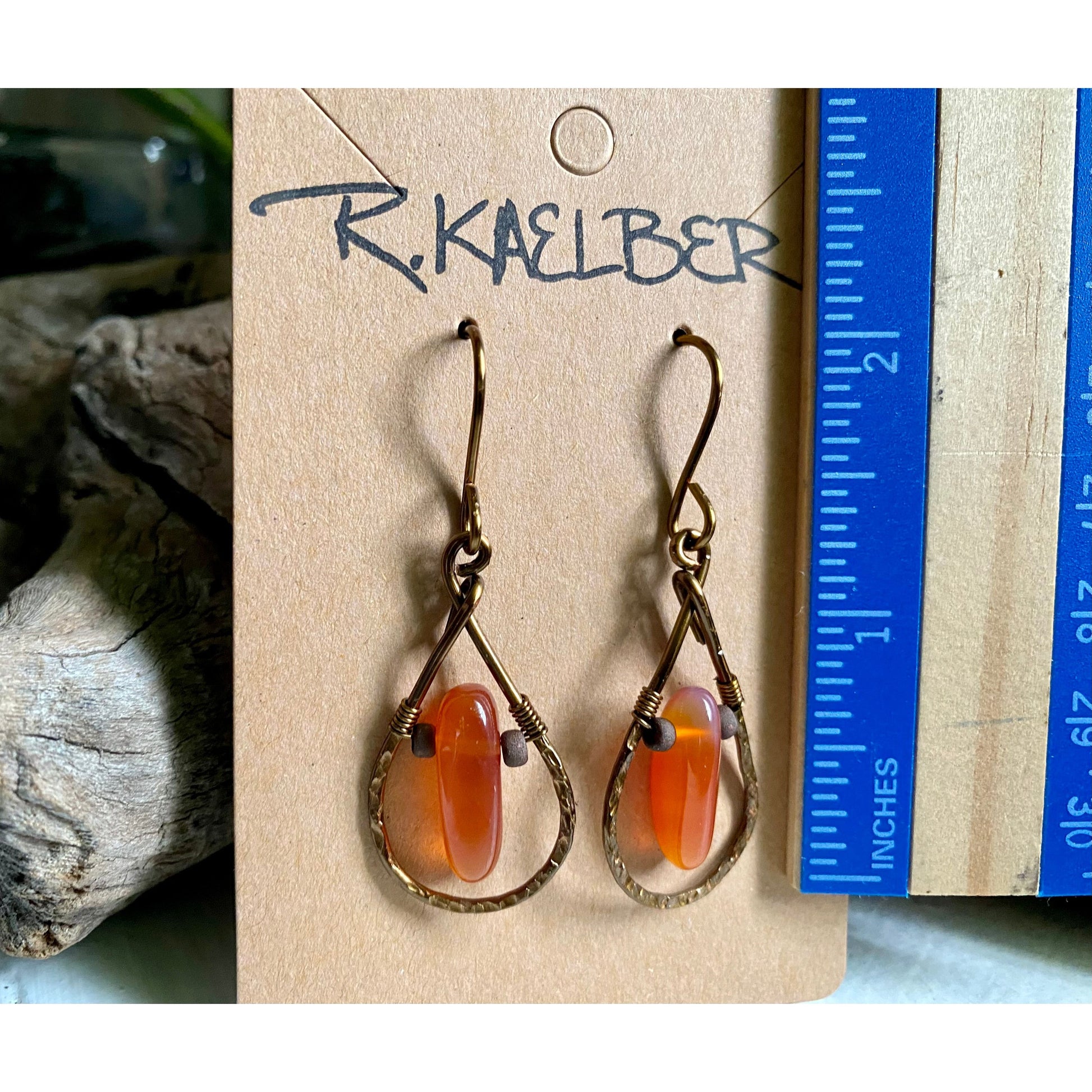 Carnelian Teardrop Earrings - R.Kaelber Art
