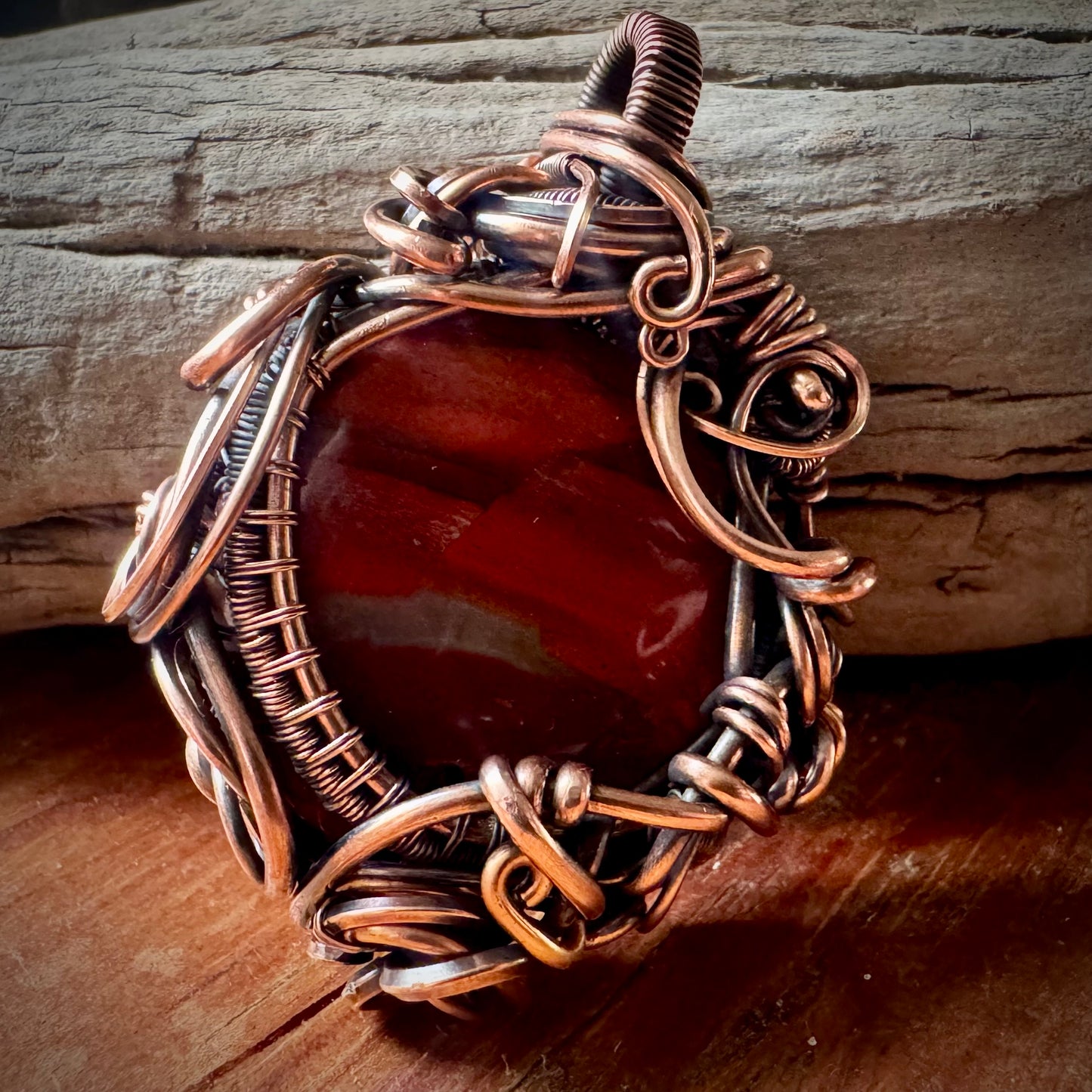 Red Jasper and Copper Pendant