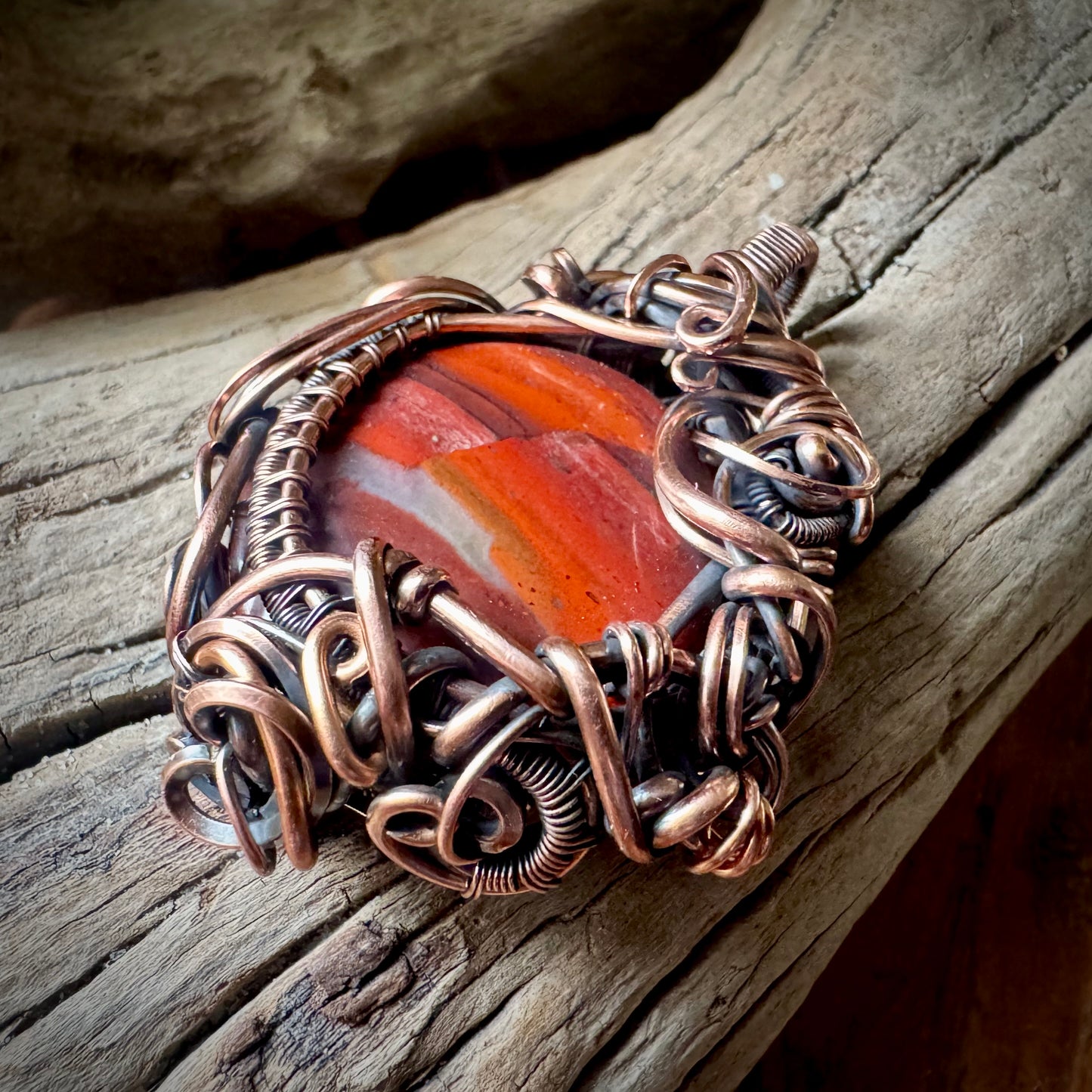 Red Jasper and Copper Pendant