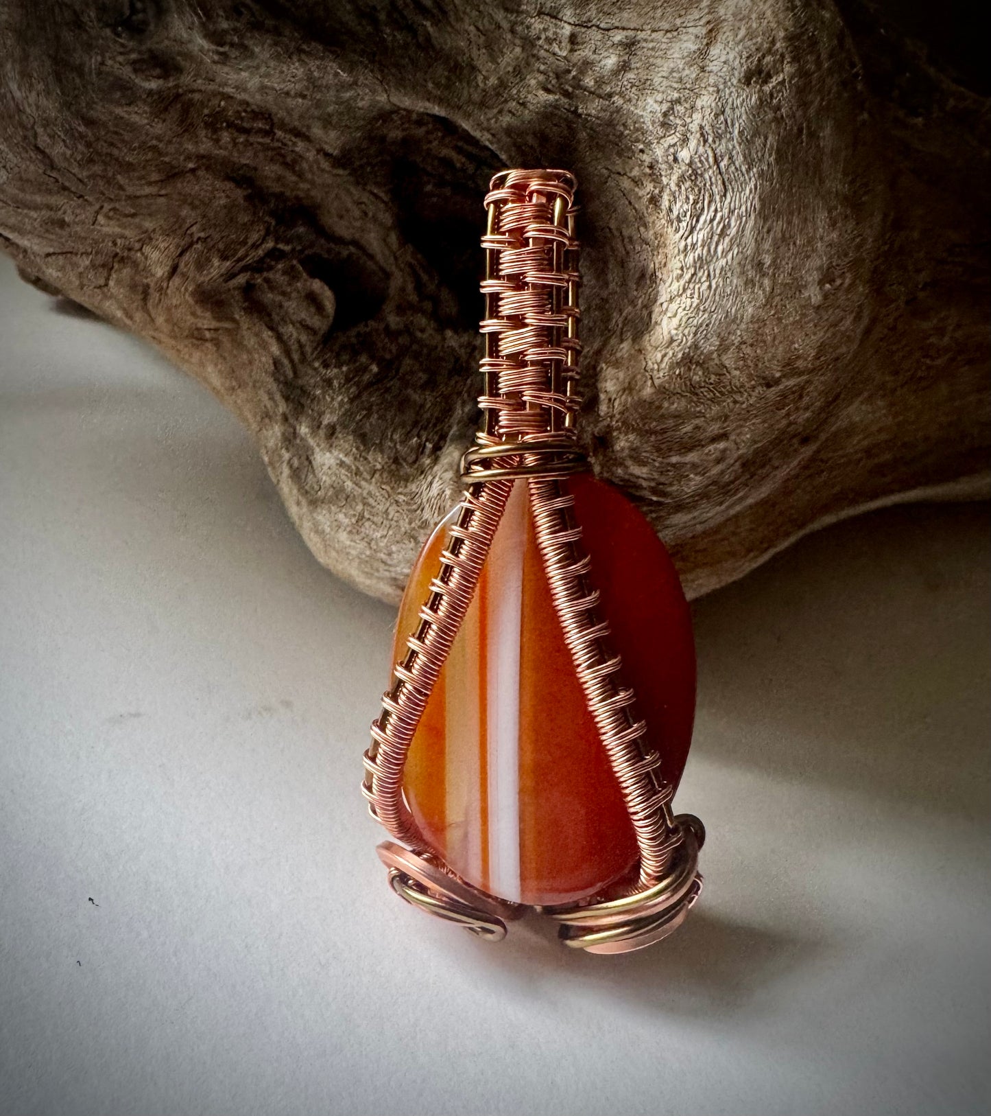 Carnelian Pendant with Copper and Antique Bronze - R.Kaelber Art
