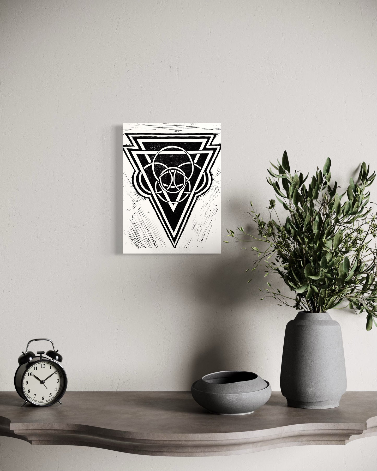Energy Direction Edition of 10- Original Linocut Print with Black Ink on Paper