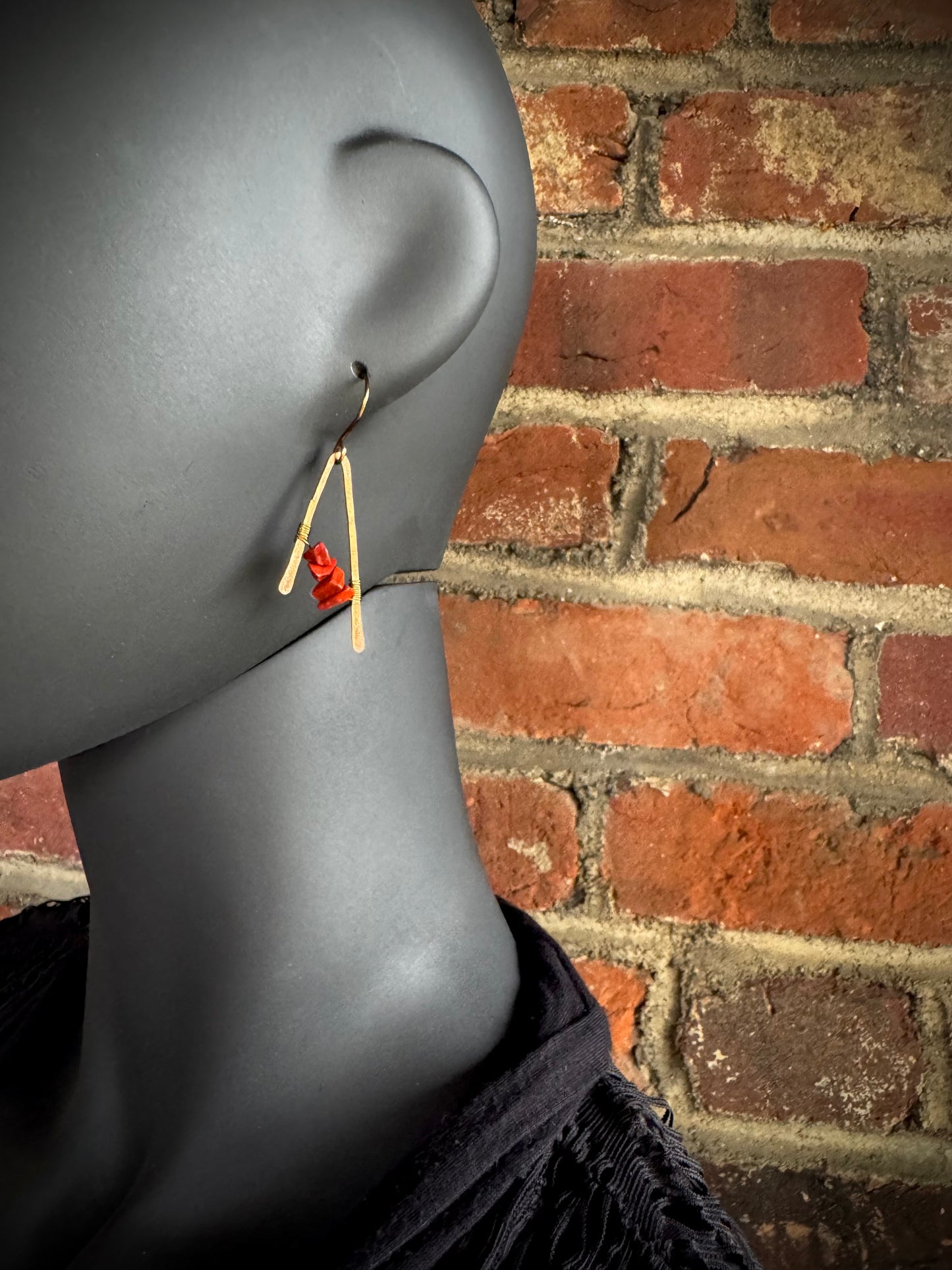 Red Jasper and Copper A-Frame Earrings - Made to Order