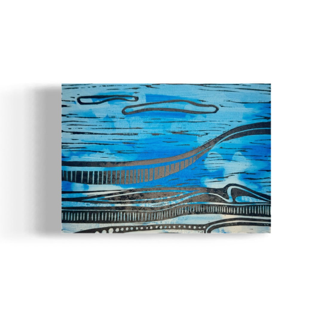 Kalapaki Beach Edition Variable of 10 with Acrylic - Original Linocut Print with Black Ink on Paper