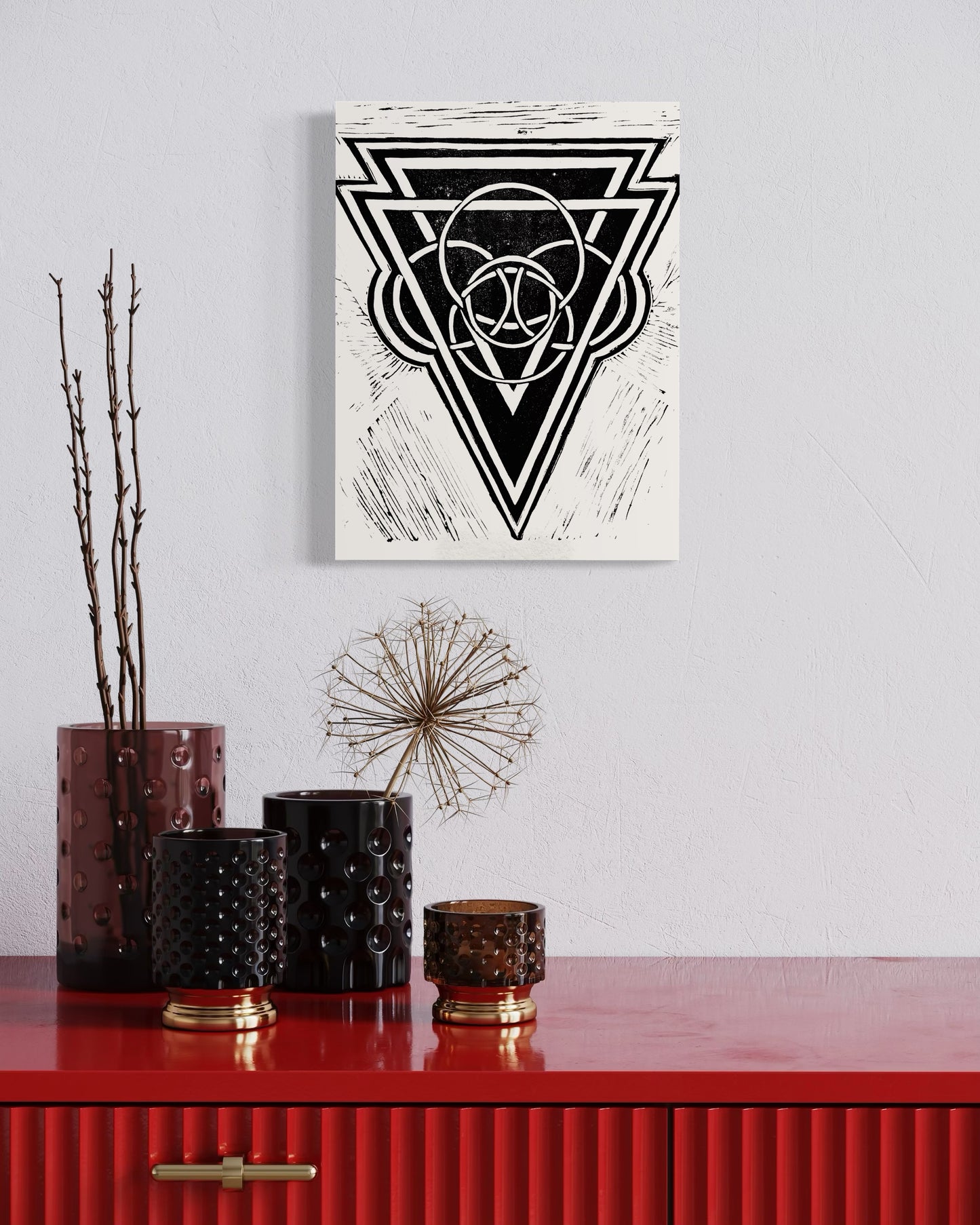 Energy Direction Edition of 10- Original Linocut Print with Black Ink on Paper