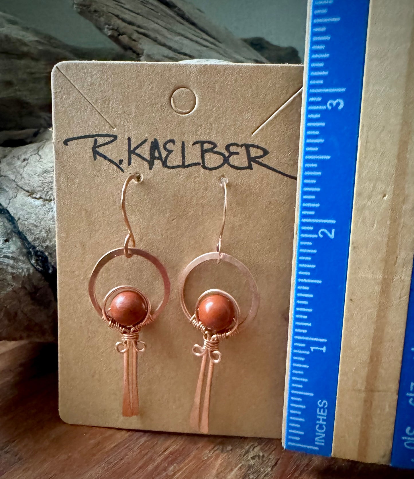 Jasper and Copper Lollipop Dangle Earrings