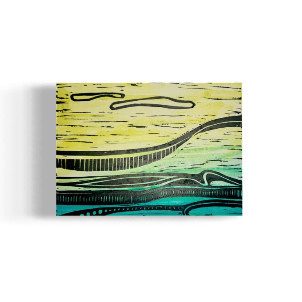 Kalapaki Beach Edition Variable of 10 with Acrylic - Original Linocut Print with Black Ink on Paper