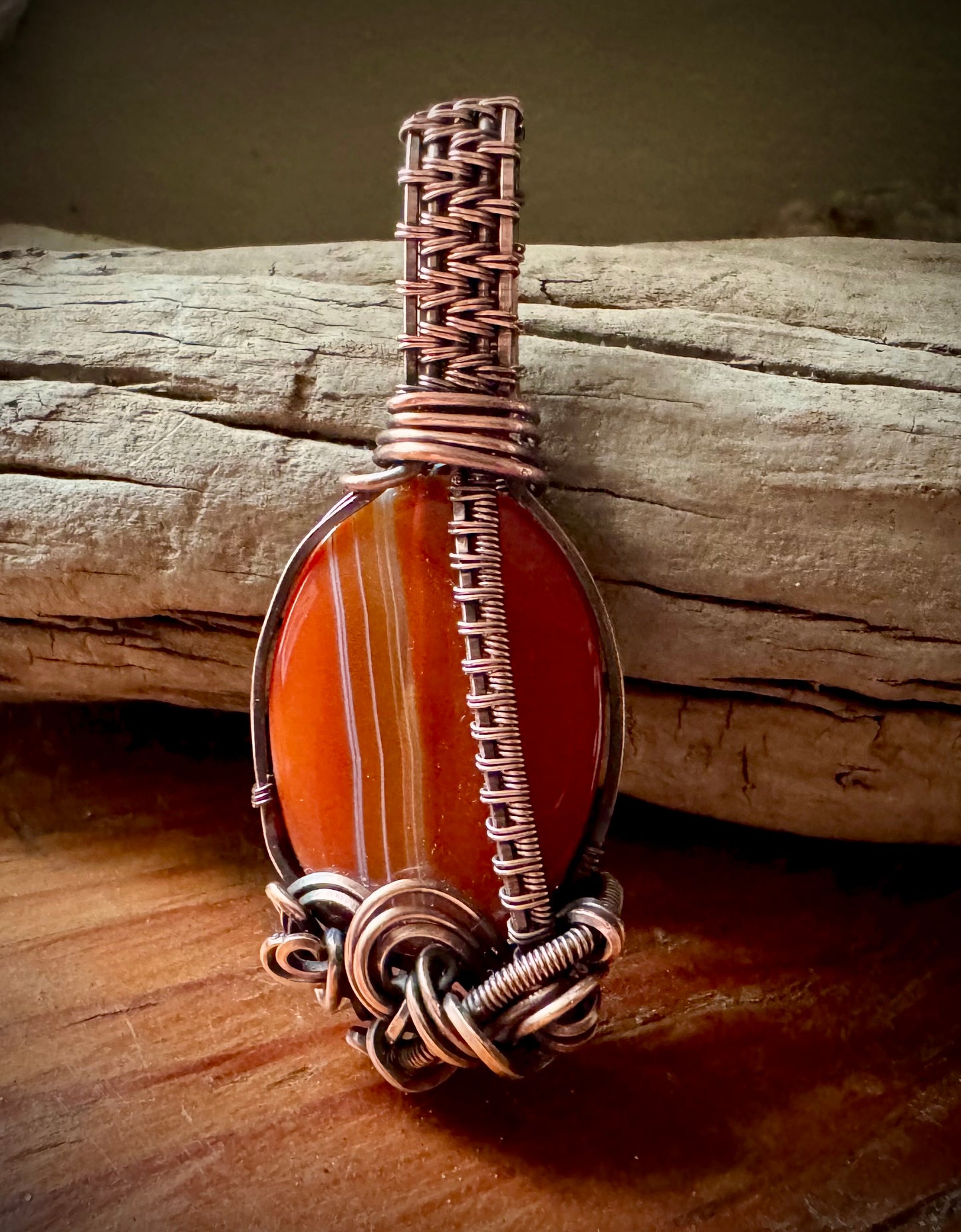 Carnelian Pendant with Copper