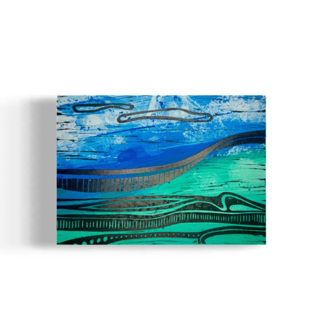 Kalapaki Beach Edition Variable of 10 with Acrylic - Original Linocut Print with Black Ink on Paper
