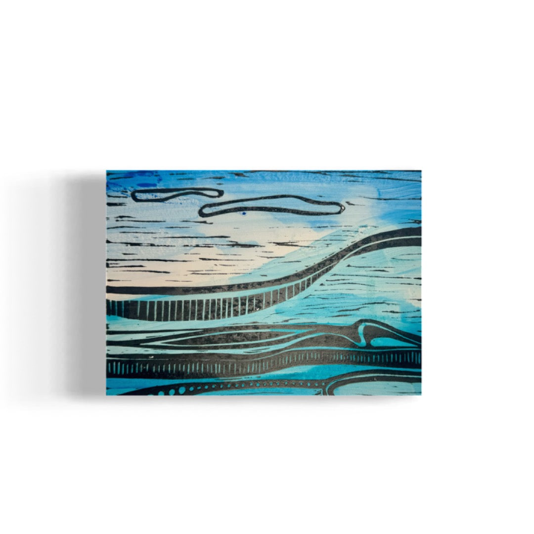 Kalapaki Beach Edition Variable of 10 with Acrylic - Original Linocut Print with Black Ink on Paper