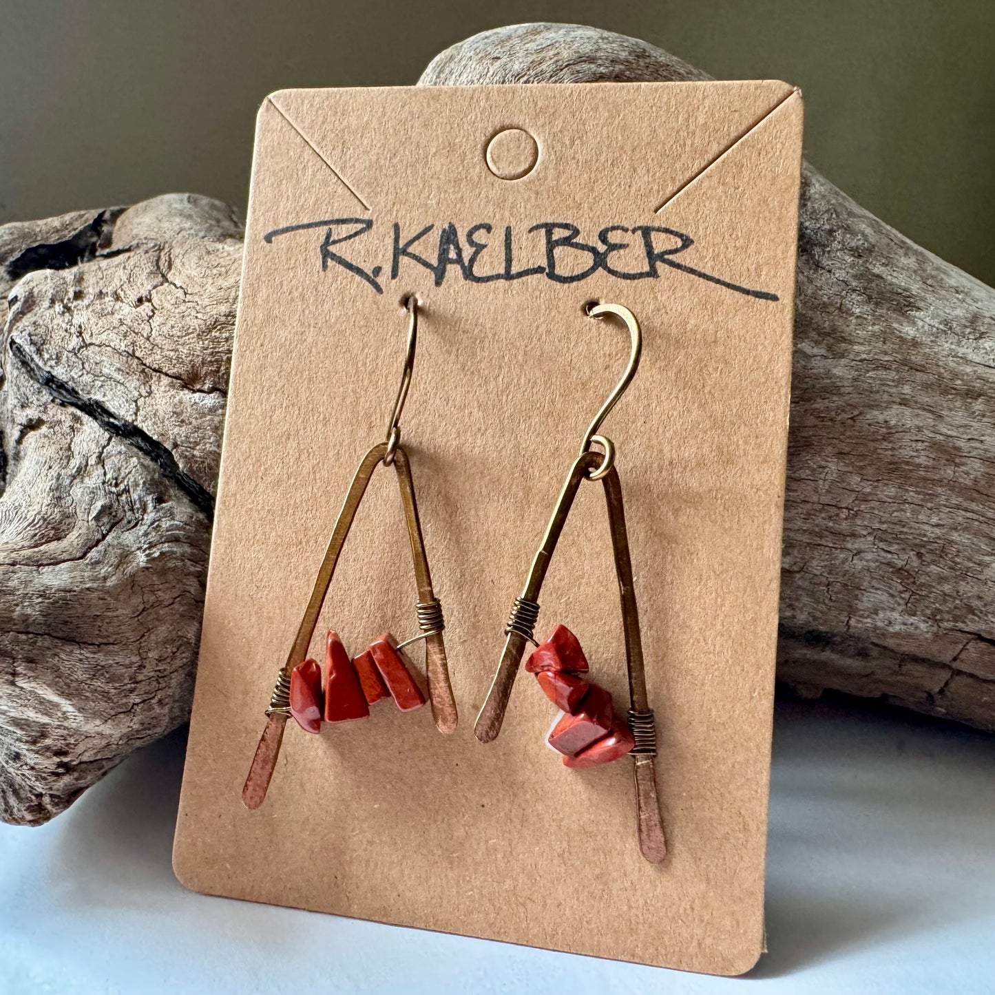 Red Jasper and Copper A-Frame Earrings - Made to Order