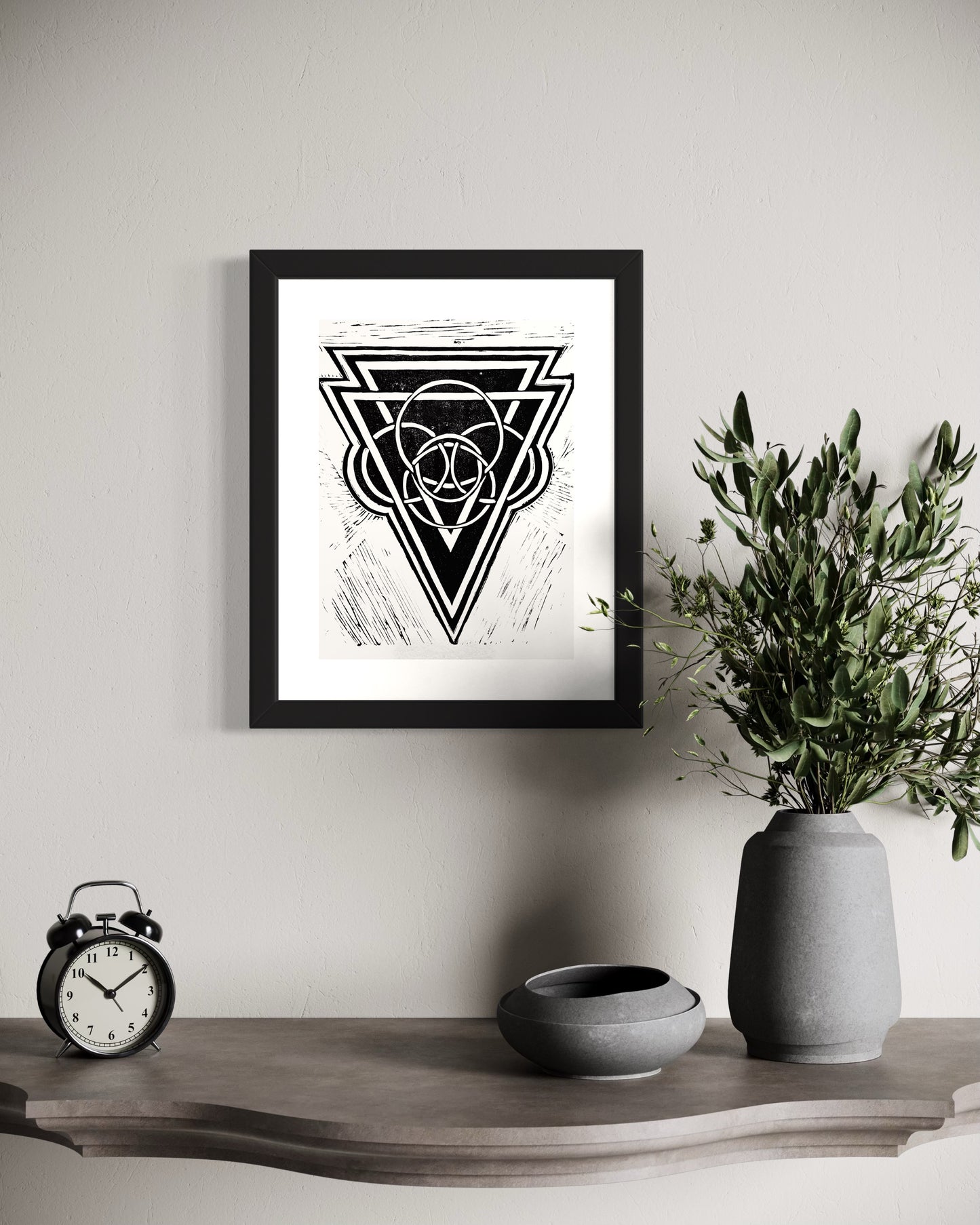 Energy Direction Edition of 10- Original Linocut Print with Black Ink on Paper