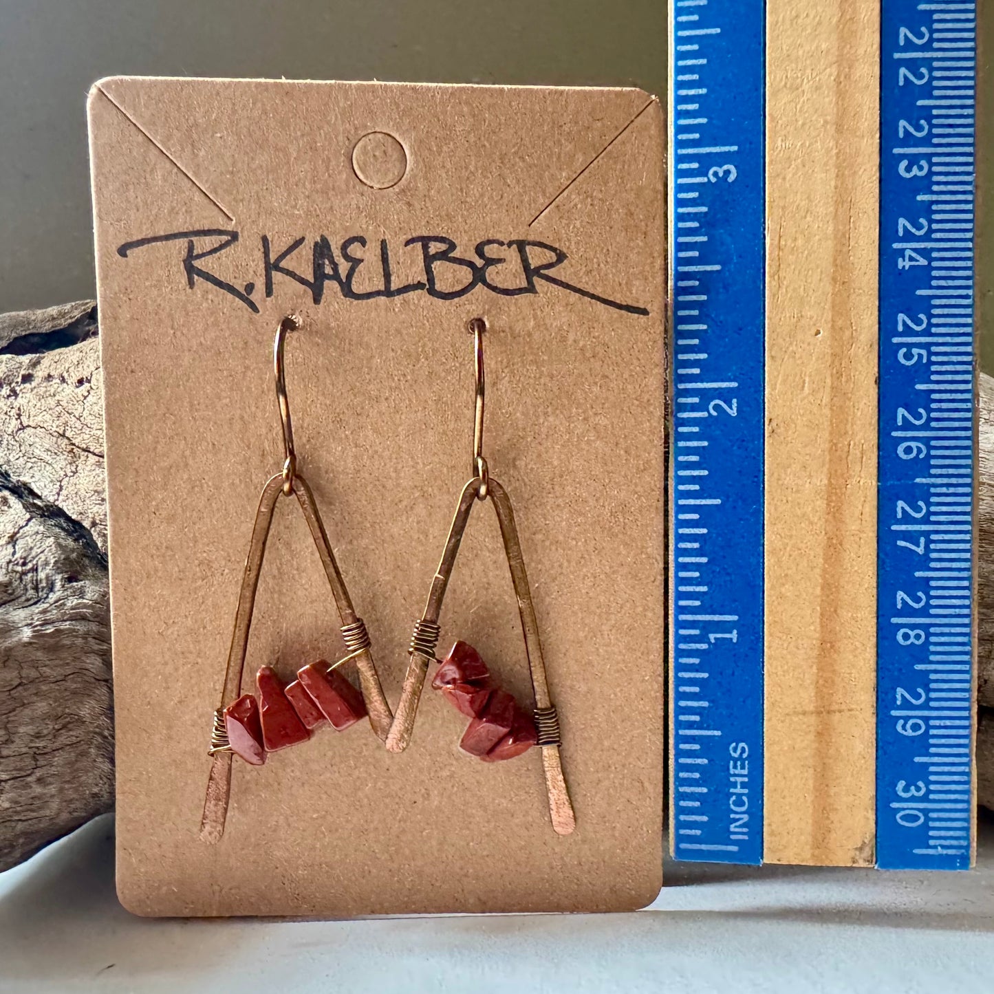 Red Jasper and Copper A-Frame Earrings - Made to Order