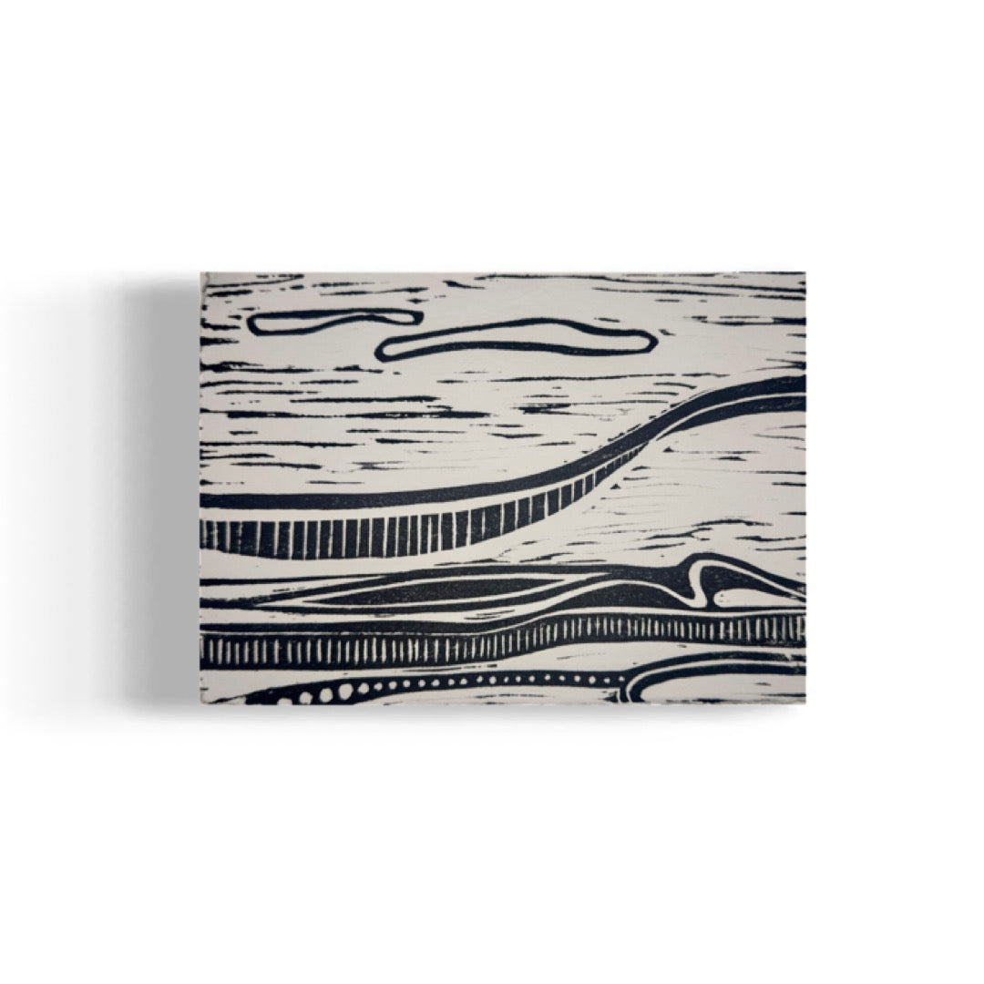 Kalapaki Beach Edition of 14- Original Linocut Print with Black Ink on Paper