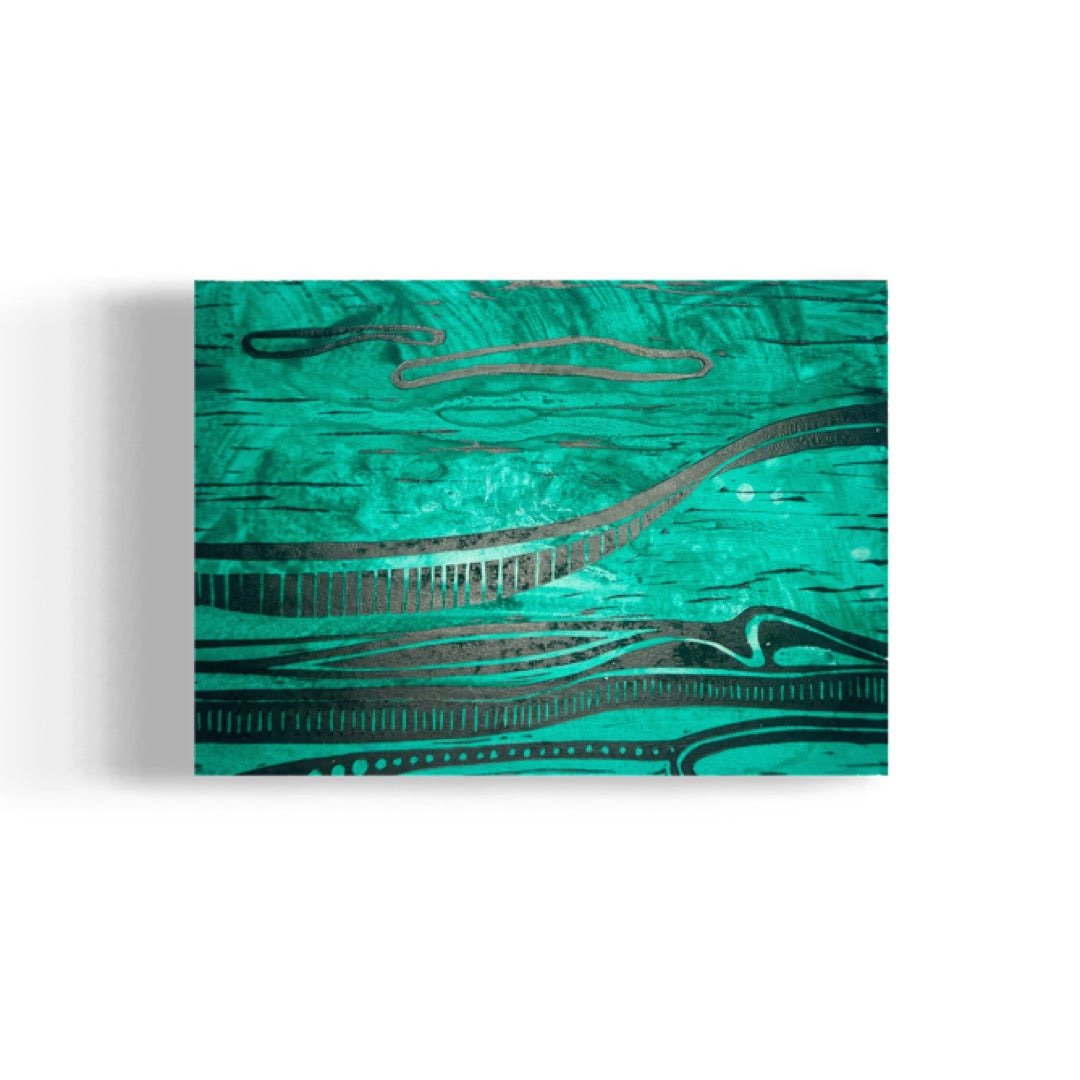 Kalapaki Beach Edition Variable of 10 with Acrylic - Original Linocut Print with Black Ink on Paper
