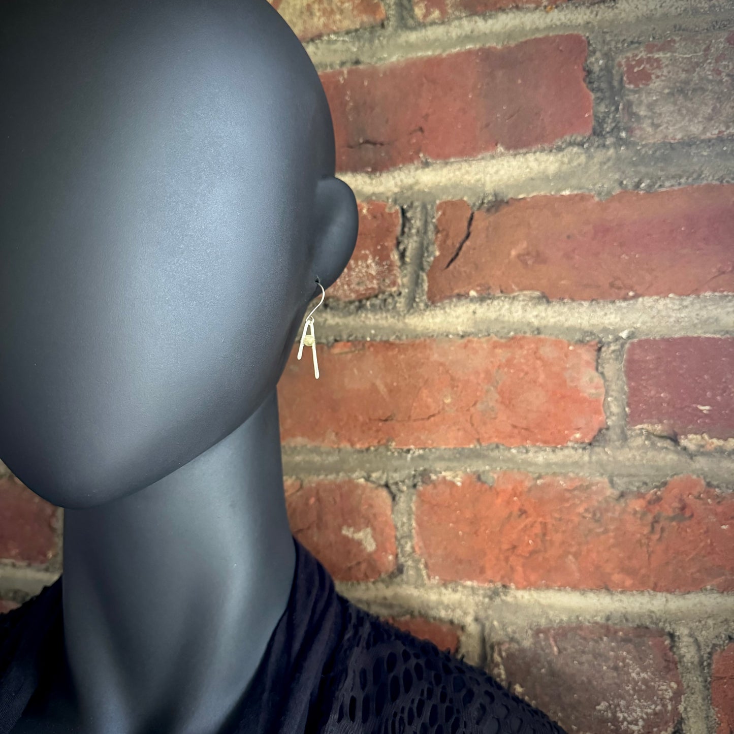 Prehnite and Hammered Sterling Silver A-Frame Earrings - Made to Order