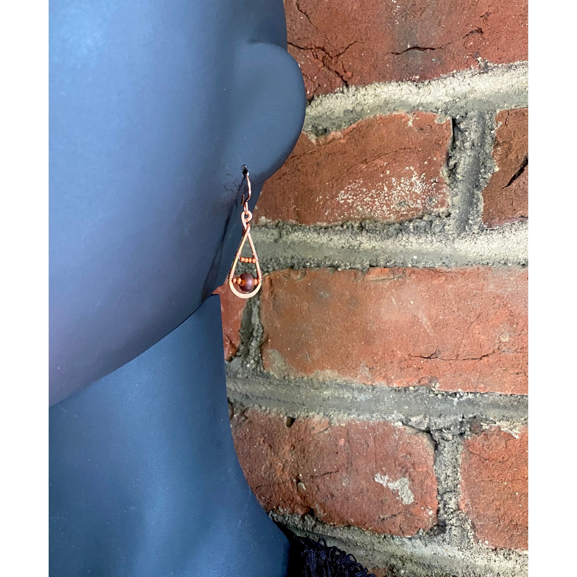 Horn and Copper Teardrop Earrings - R.Kaelber Art
