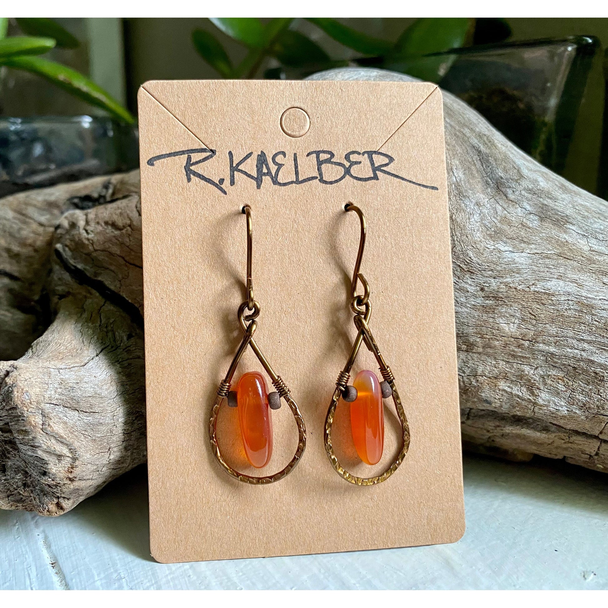 Carnelian Teardrop Earrings - R.Kaelber Art