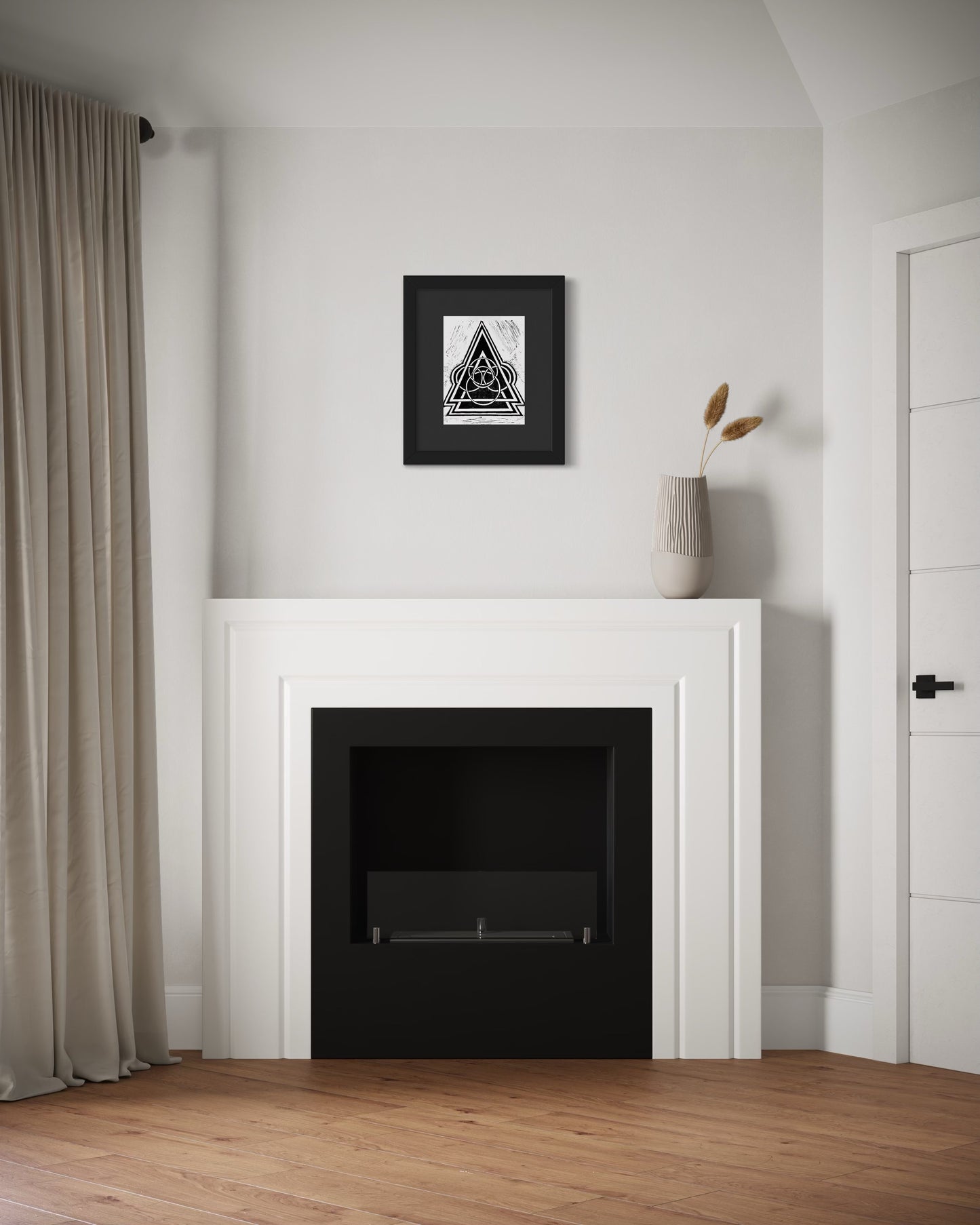 Energy Direction 11/12 Framed - Original Linocut Print with Black Ink on Paper