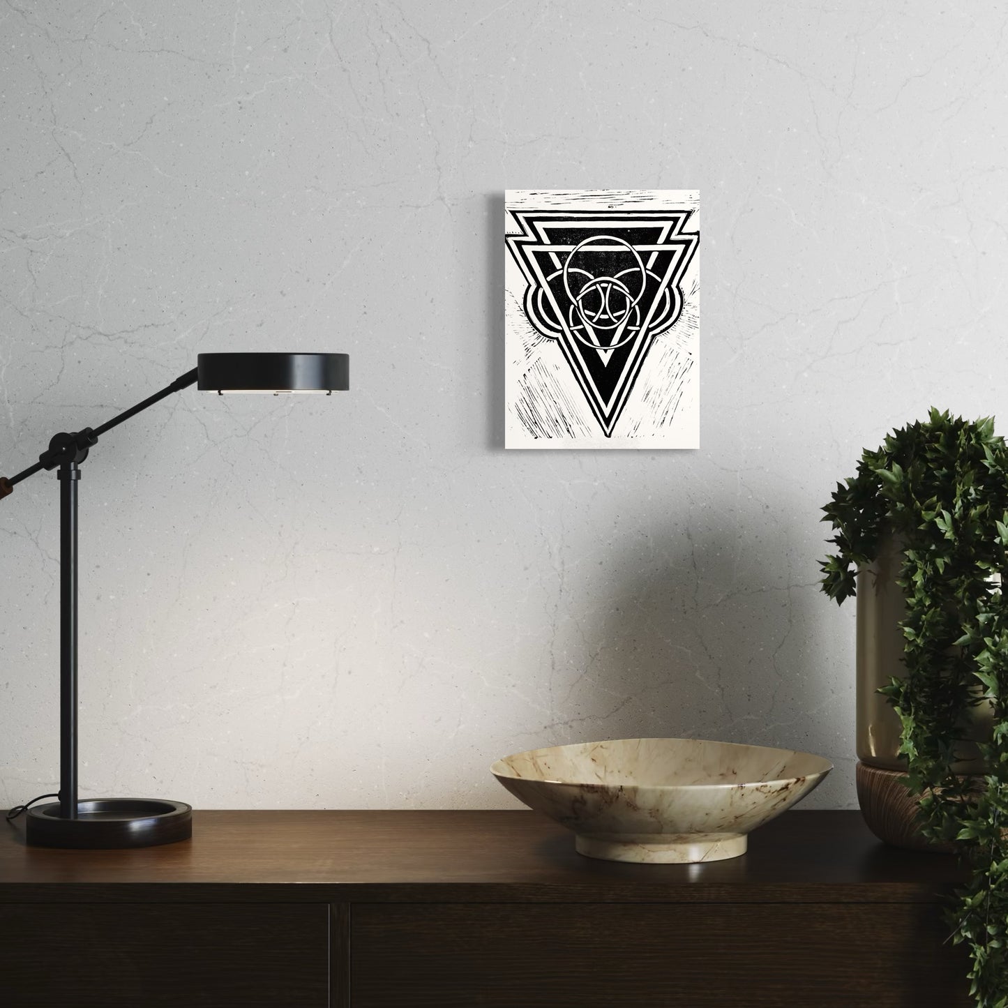Energy Direction Edition of 10- Original Linocut Print with Black Ink on Paper
