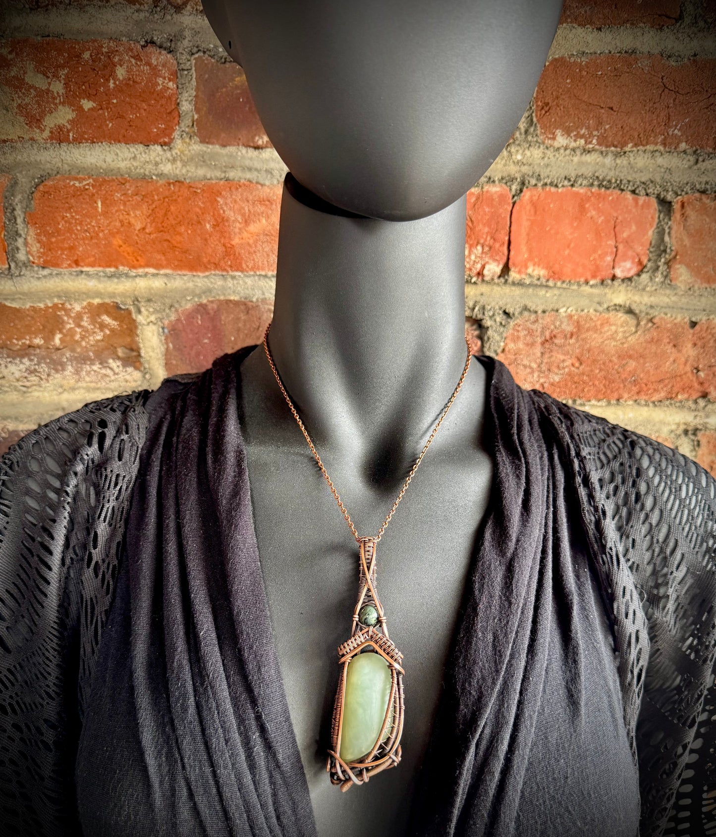 Jade and Kambaba Jasper Pendant - R.Kaelber Art