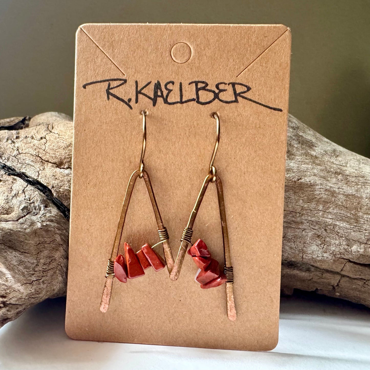 Red Jasper and Copper A-Frame Earrings - Made to Order