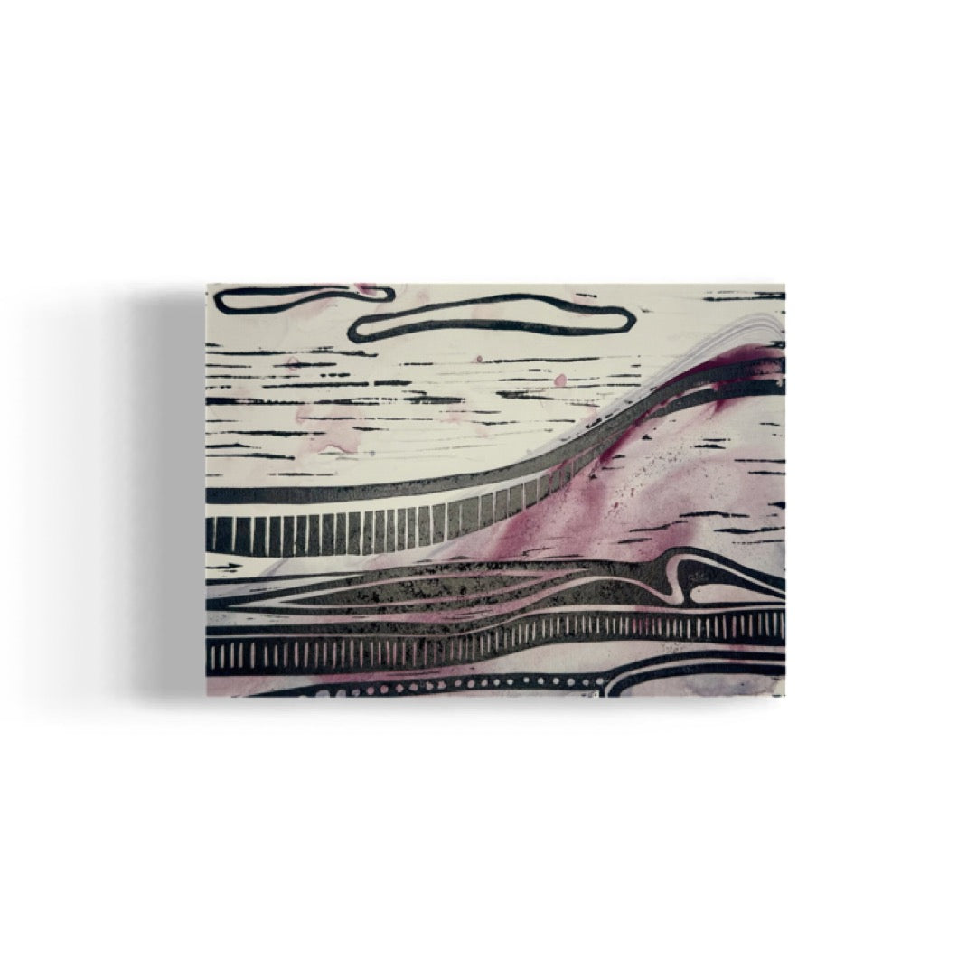 Kalapaki Beach Edition Variable of 15 with Watercolor - Original Linocut Print with Black Ink on Paper