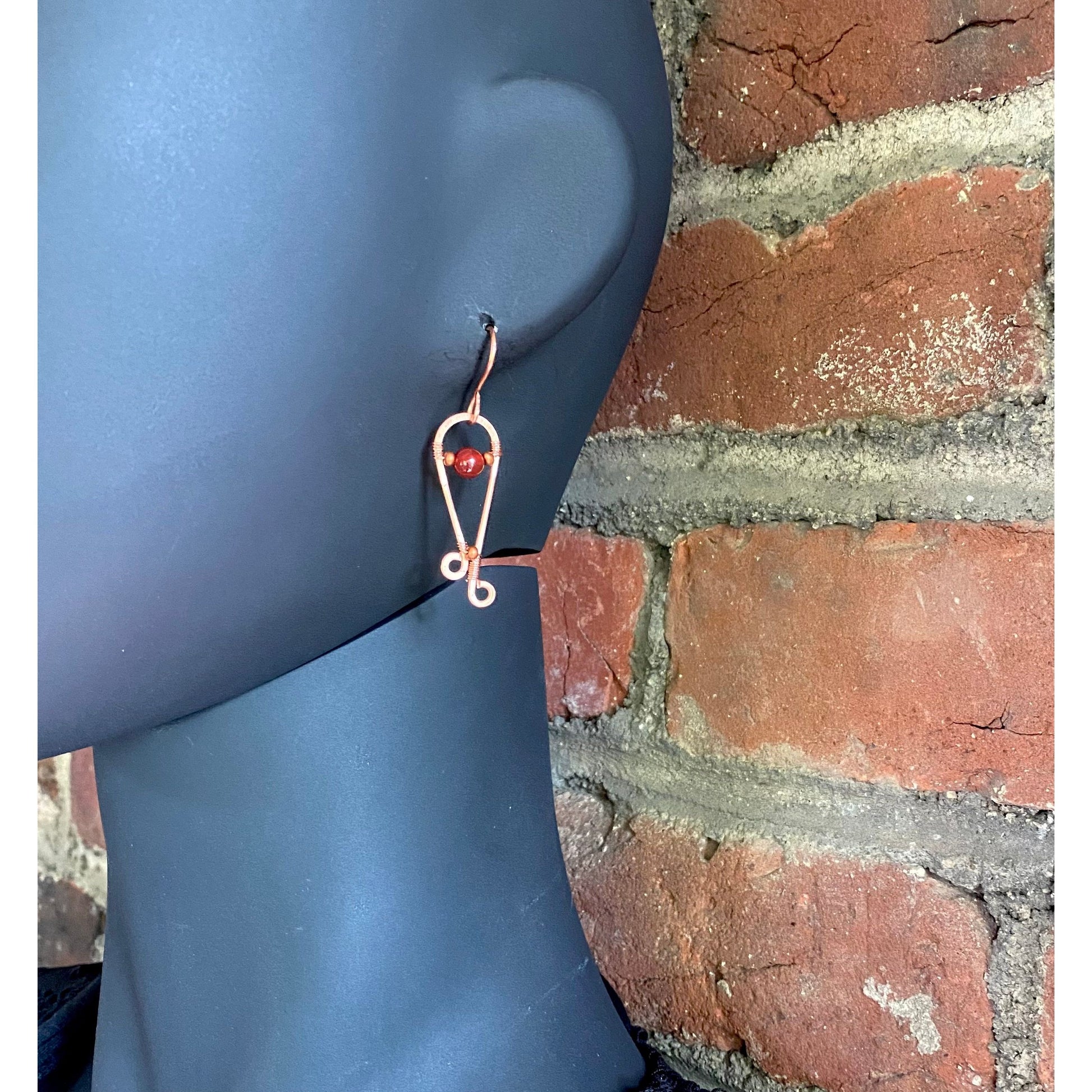 Carnelian and Copper Dangle Earrings - R.Kaelber Art
