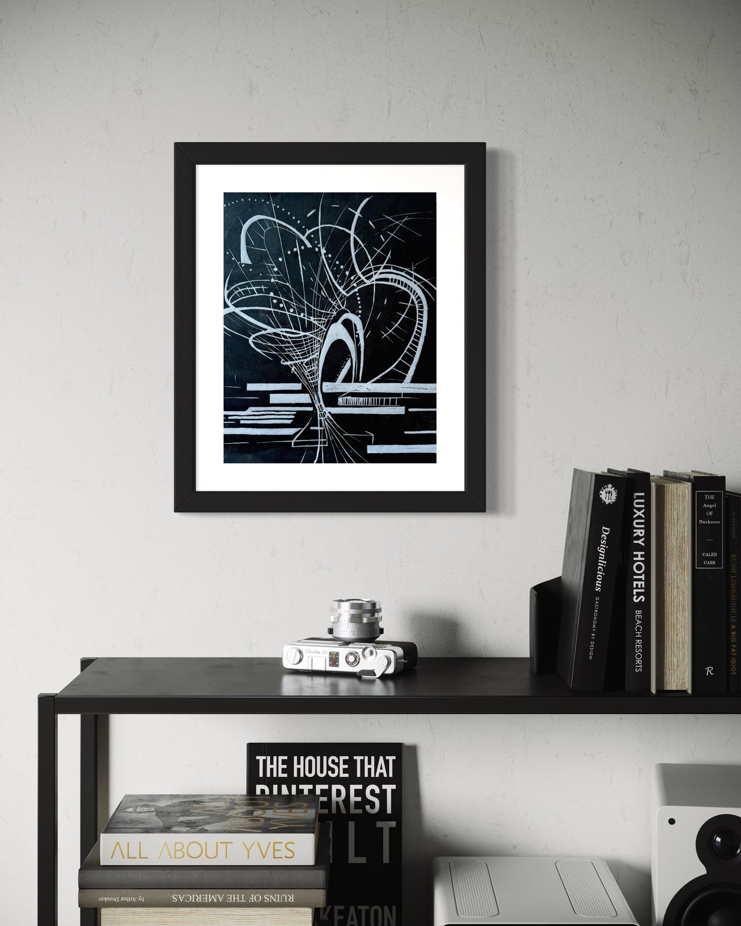Spun Out and In - Original Black Ink Woodblock Print