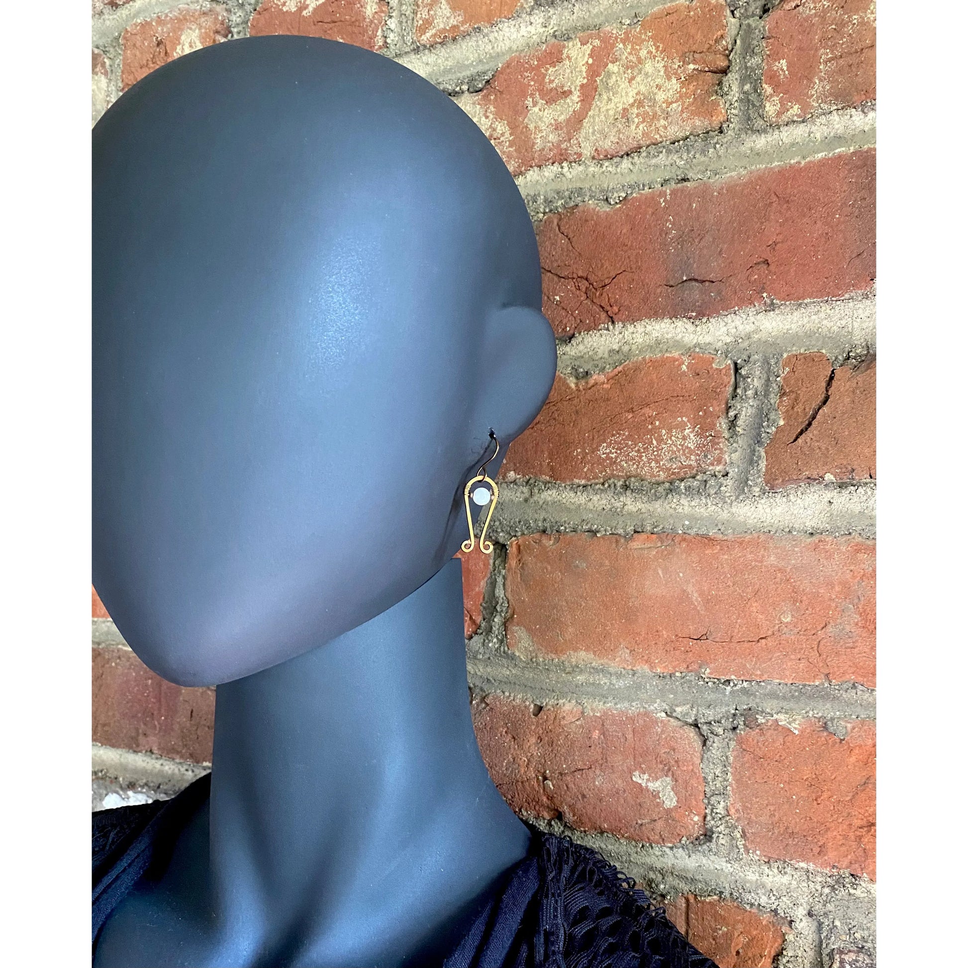 Rainbow Moonstone and Antique Bronze Small Dangle Earrings - R.Kaelber Art