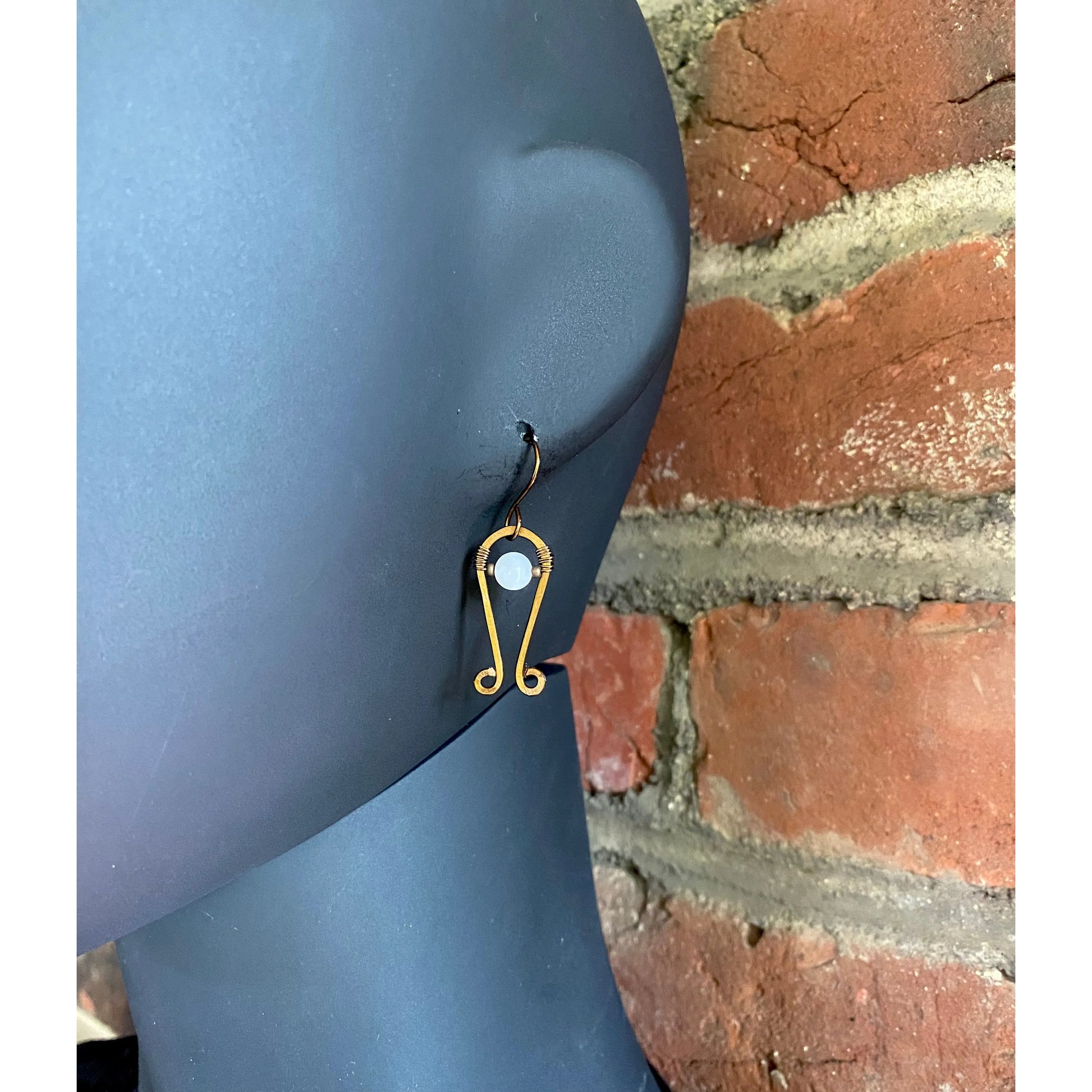 Rainbow Moonstone and Antique Bronze Small Dangle Earrings - R.Kaelber Art