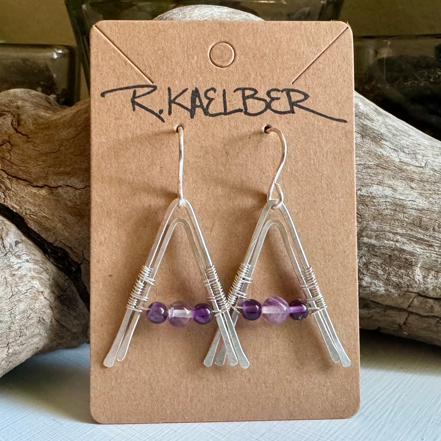 Amethyst and Sterling Silver Double A-Frame Earrings - R.Kaelber Art