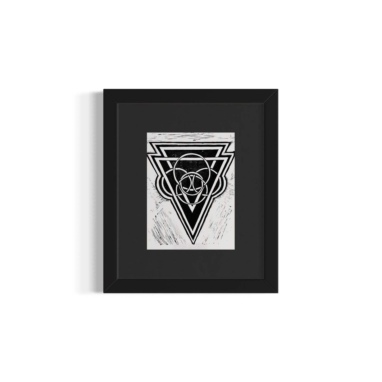 Energy Direction 1/10 Framed - Original Linocut Print with Black Ink on Paper