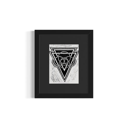 Energy Direction 1/10 Framed - Original Linocut Print with Black Ink on Paper