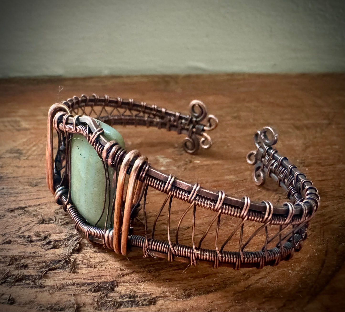 Copper and Jade cuff