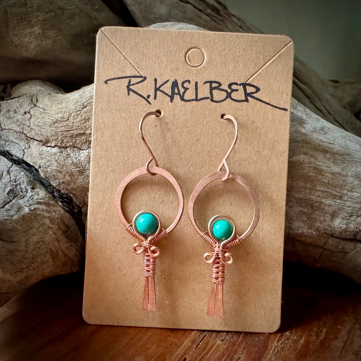 Turquoise and Copper Lollipop Dangle Earrings
