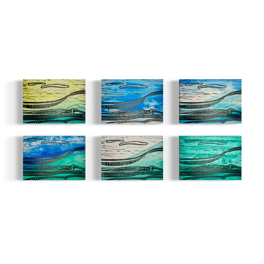 Kalapaki Beach Edition Variable of 10 with Acrylic - Original Linocut Print with Black Ink on Paper