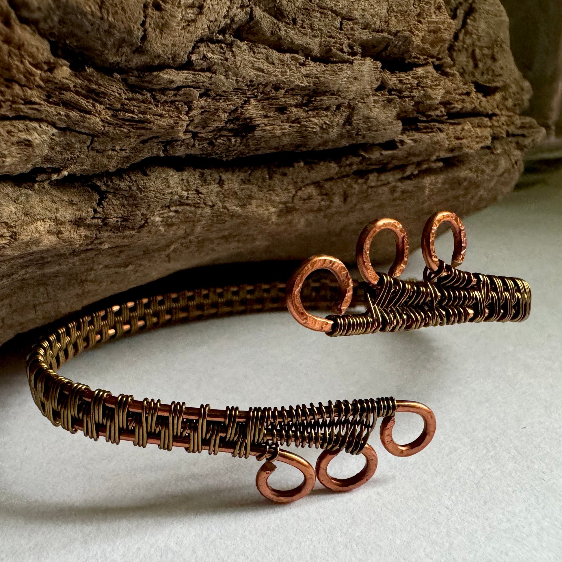 Three Spiral Cuff with Copper and Antique Bronze - R.Kaelber Art