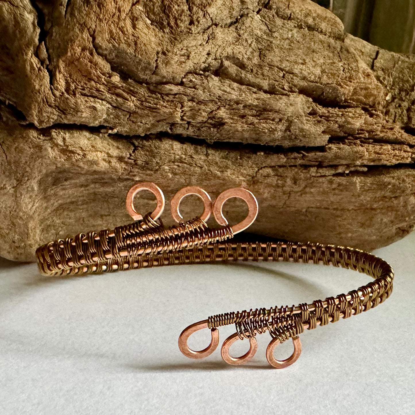 Three Spiral Cuff with Copper and Antique Bronze - R.Kaelber Art