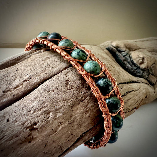 Kambaba Jasper and Copper Cuff