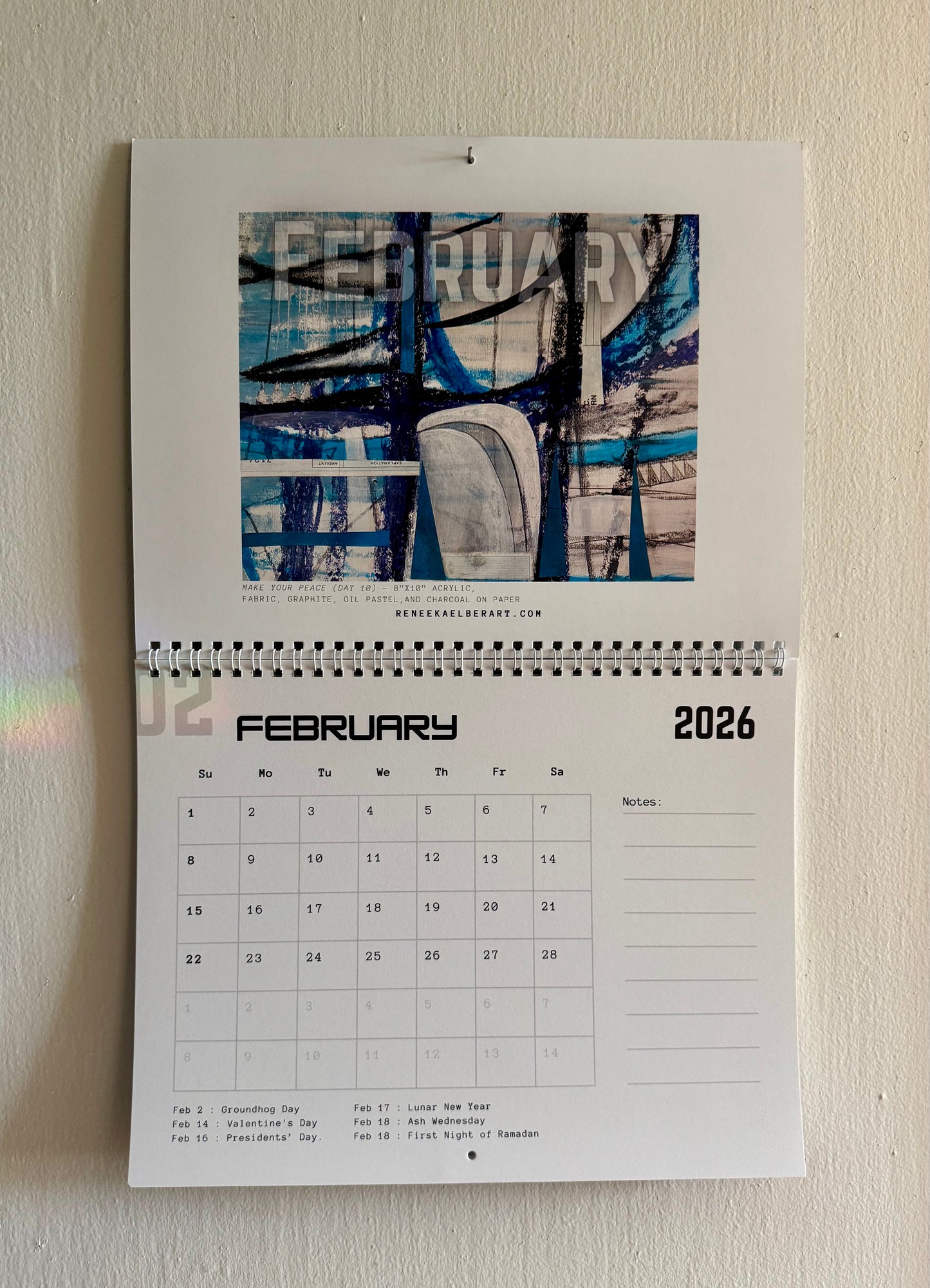2026 Wall Calendar Spiral Bound