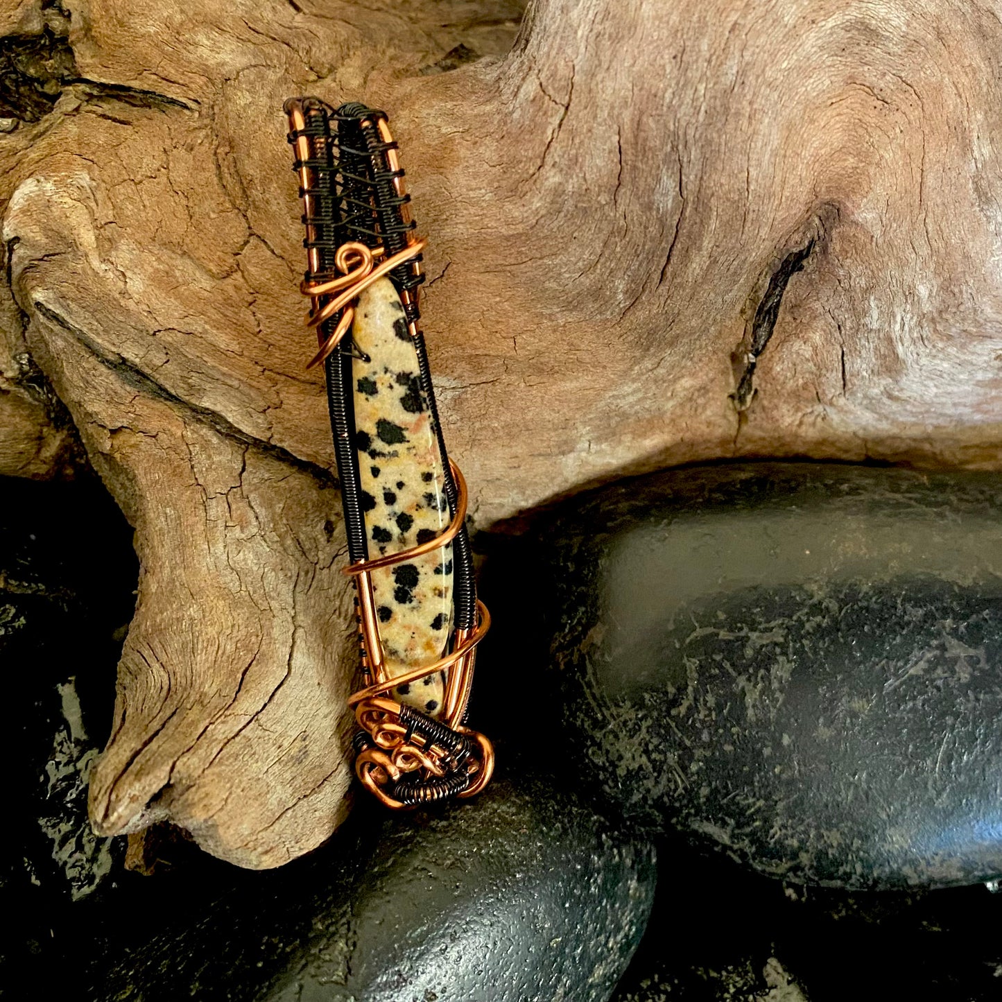 Dalmatian Jasper Pendant with Copper - R.Kaelber Art