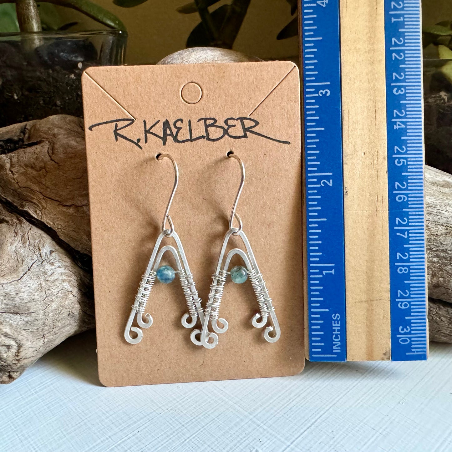 Kyanite and Sterling Silver A-Frame Earrings - R.Kaelber Art