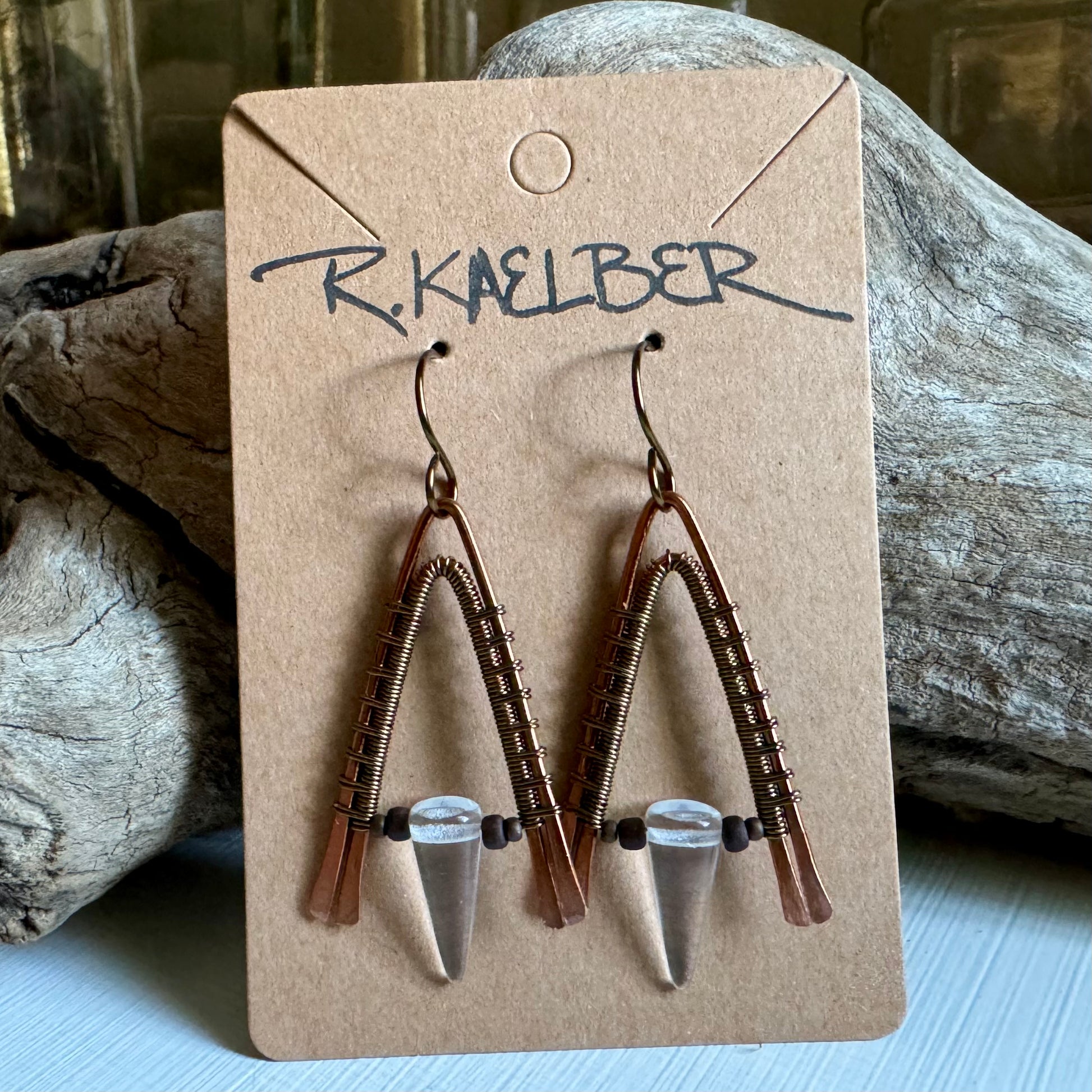 Quartz Point Wire Wrap A-Frame Earrings - R.Kaelber Art