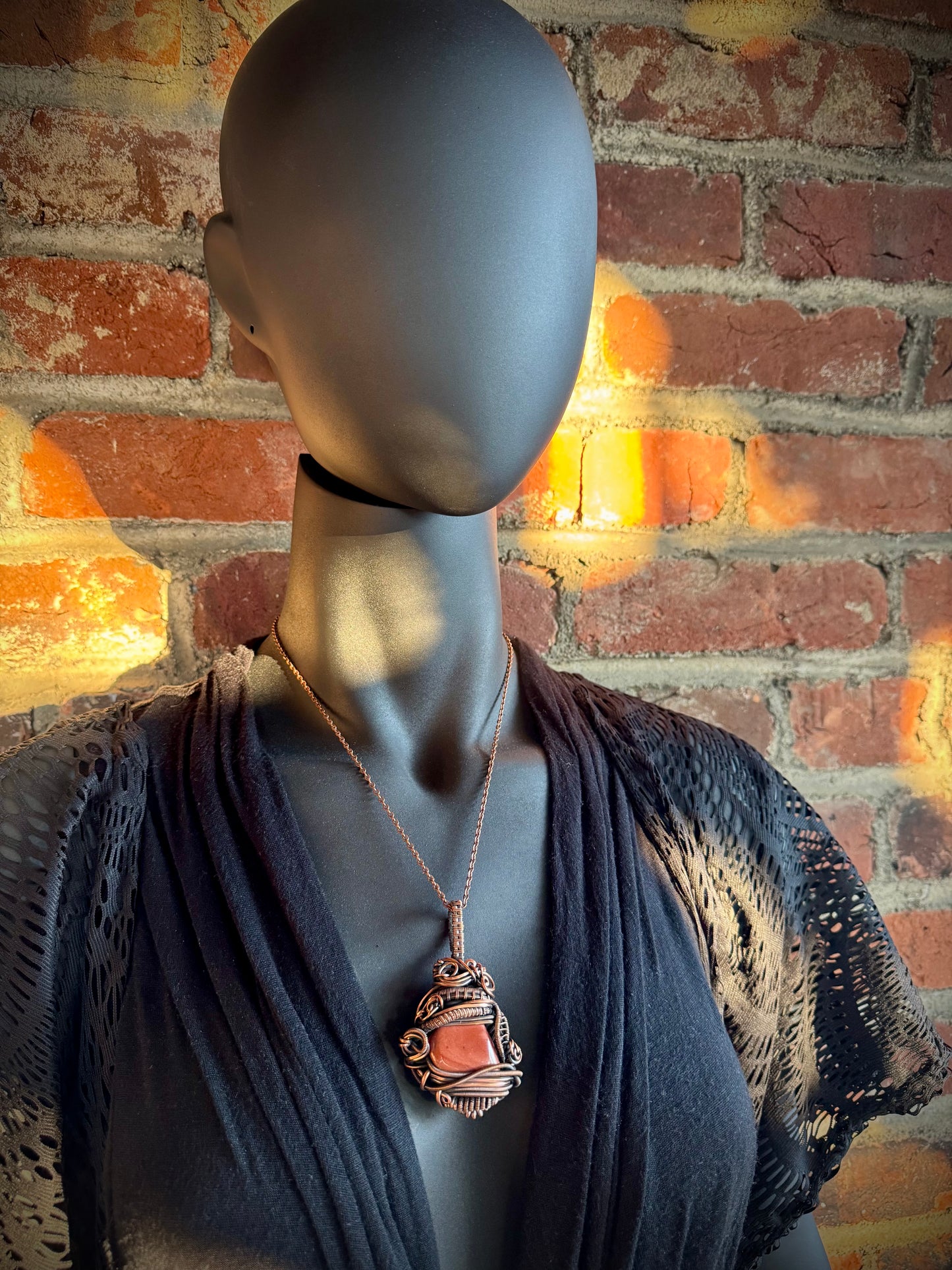 Red Jasper and Copper Pendant