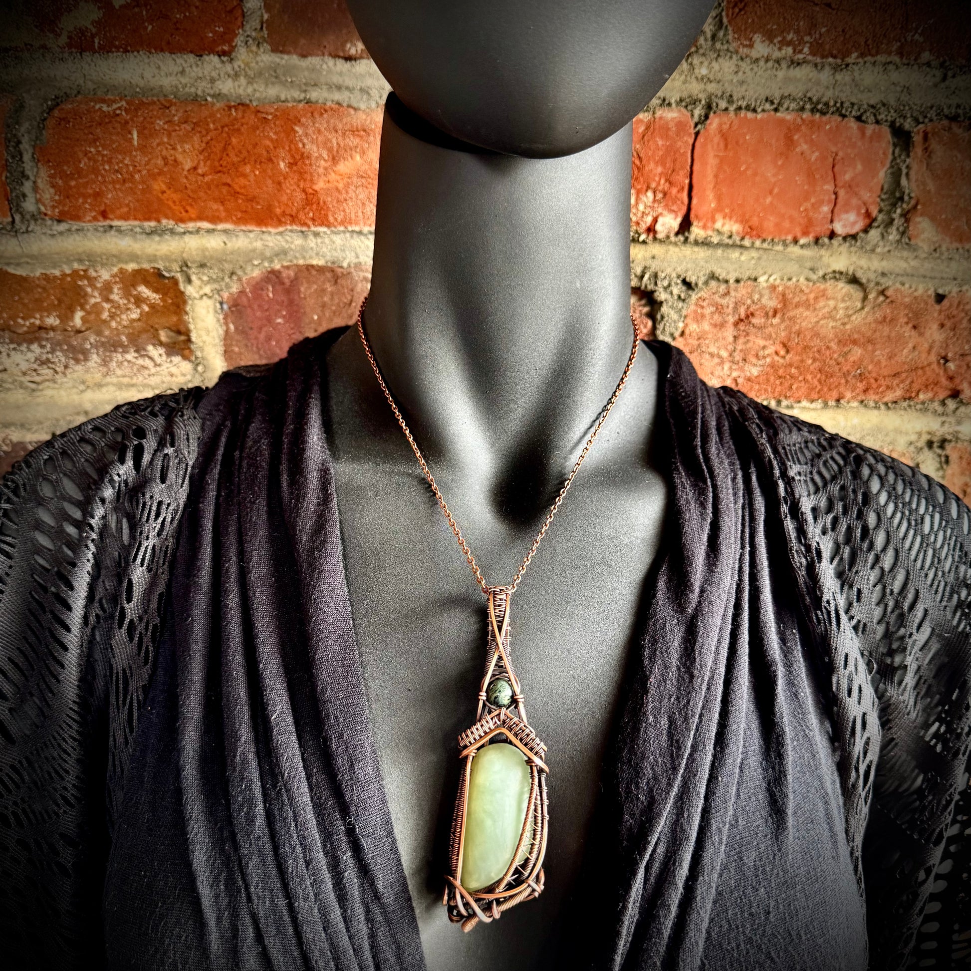 Jade and Kambaba Jasper Pendant - R.Kaelber Art