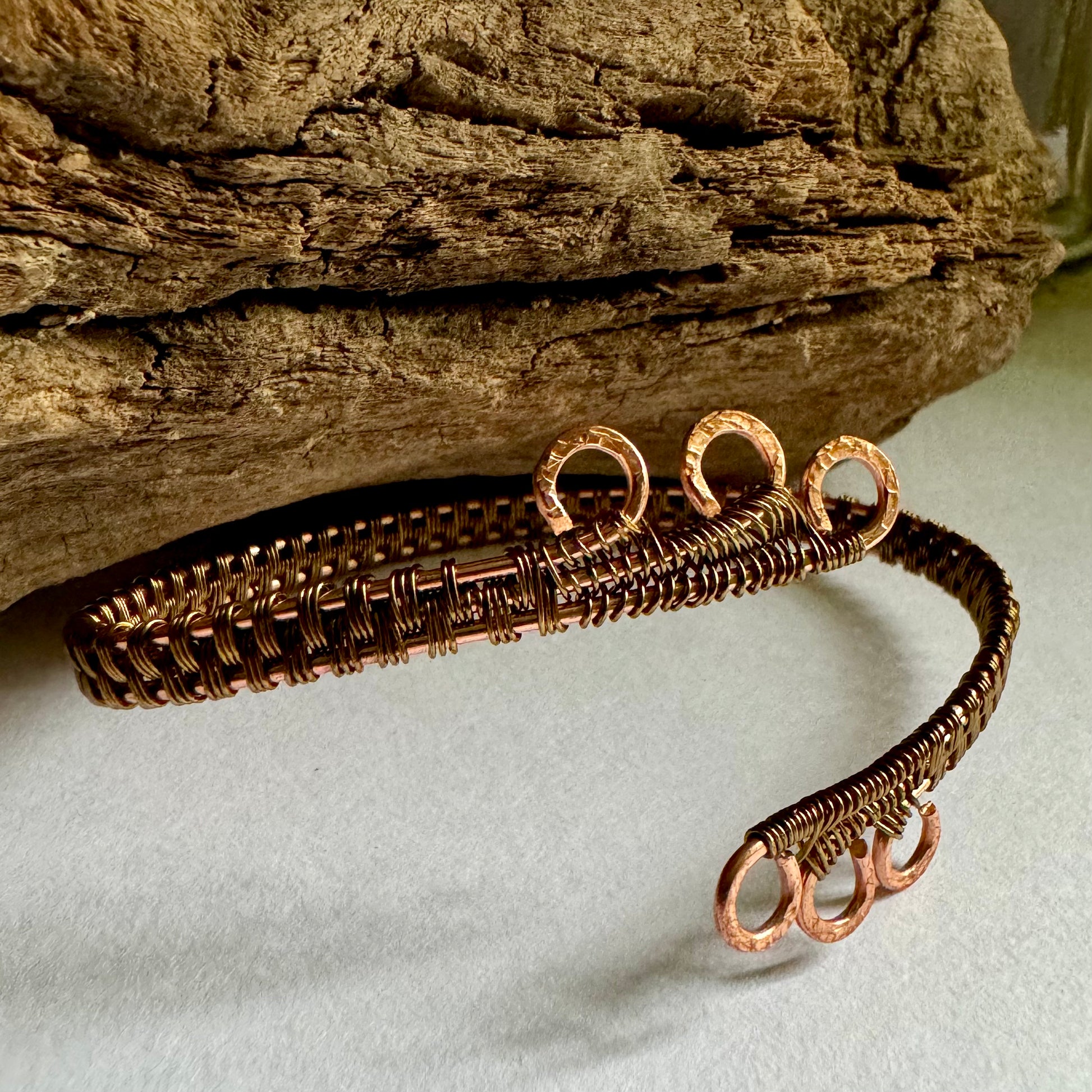 Three Spiral Cuff with Copper and Antique Bronze - R.Kaelber Art